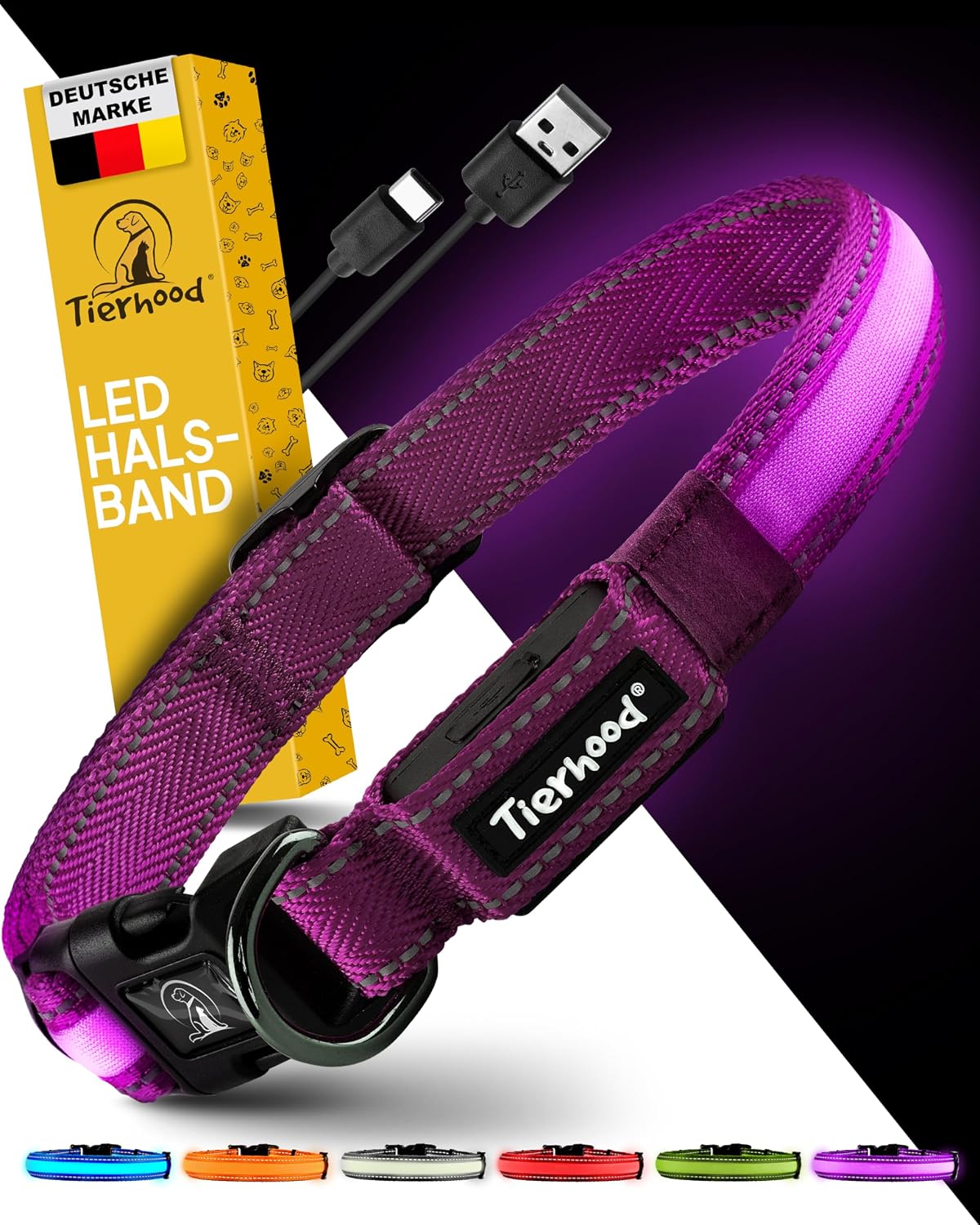 Detalle de Tierhood Leuchthalsband Größe S