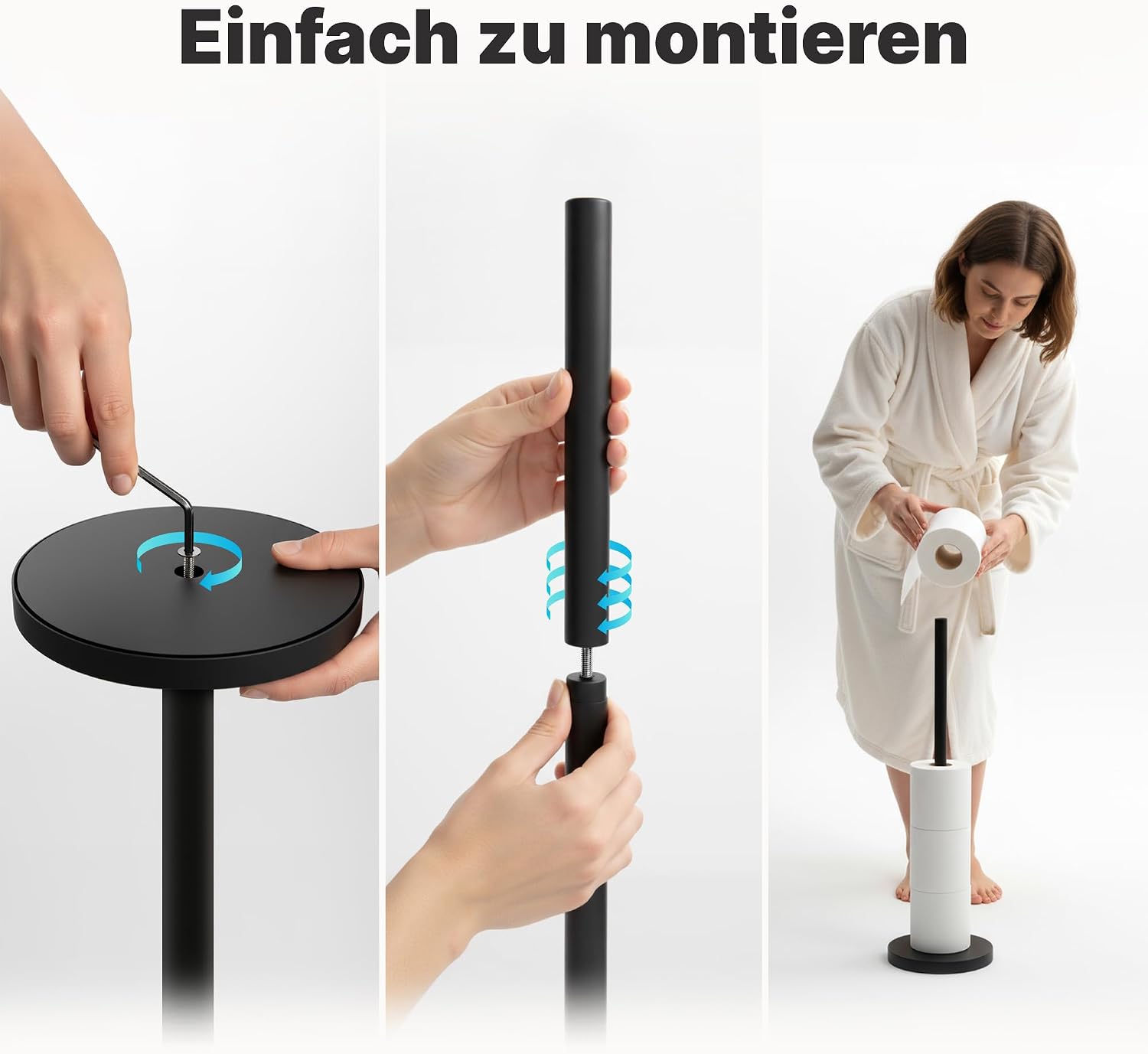 Thumbnail 6 de Minismus Toilettenpapierhalter stehend – Edelstahl, kippsicherer Stand, Platz für 5 Ersatzrollen