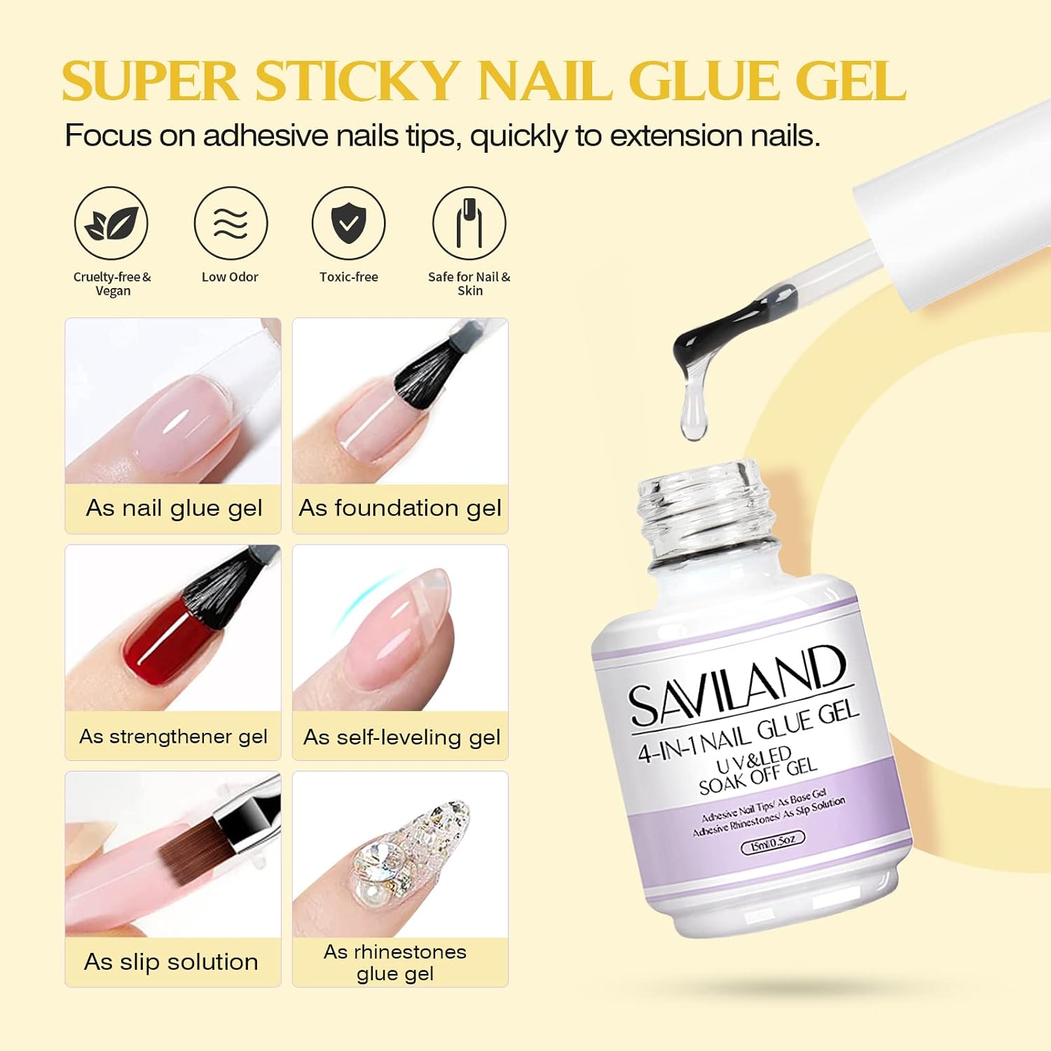 Detalle de SAVILAND Soft Gel Nail Tips Kit, 500 Pieces