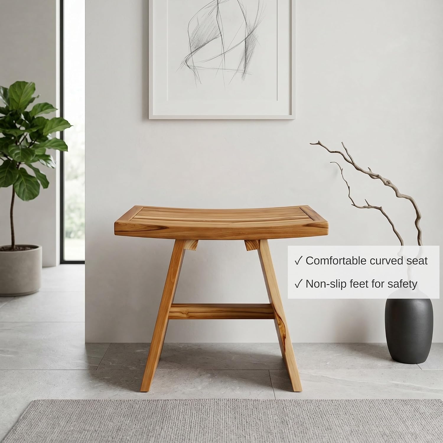 Thumbnail 4 de Jade Vine Jv-tb-001 Teak Shower Bench, Natural Wood Bath Seating