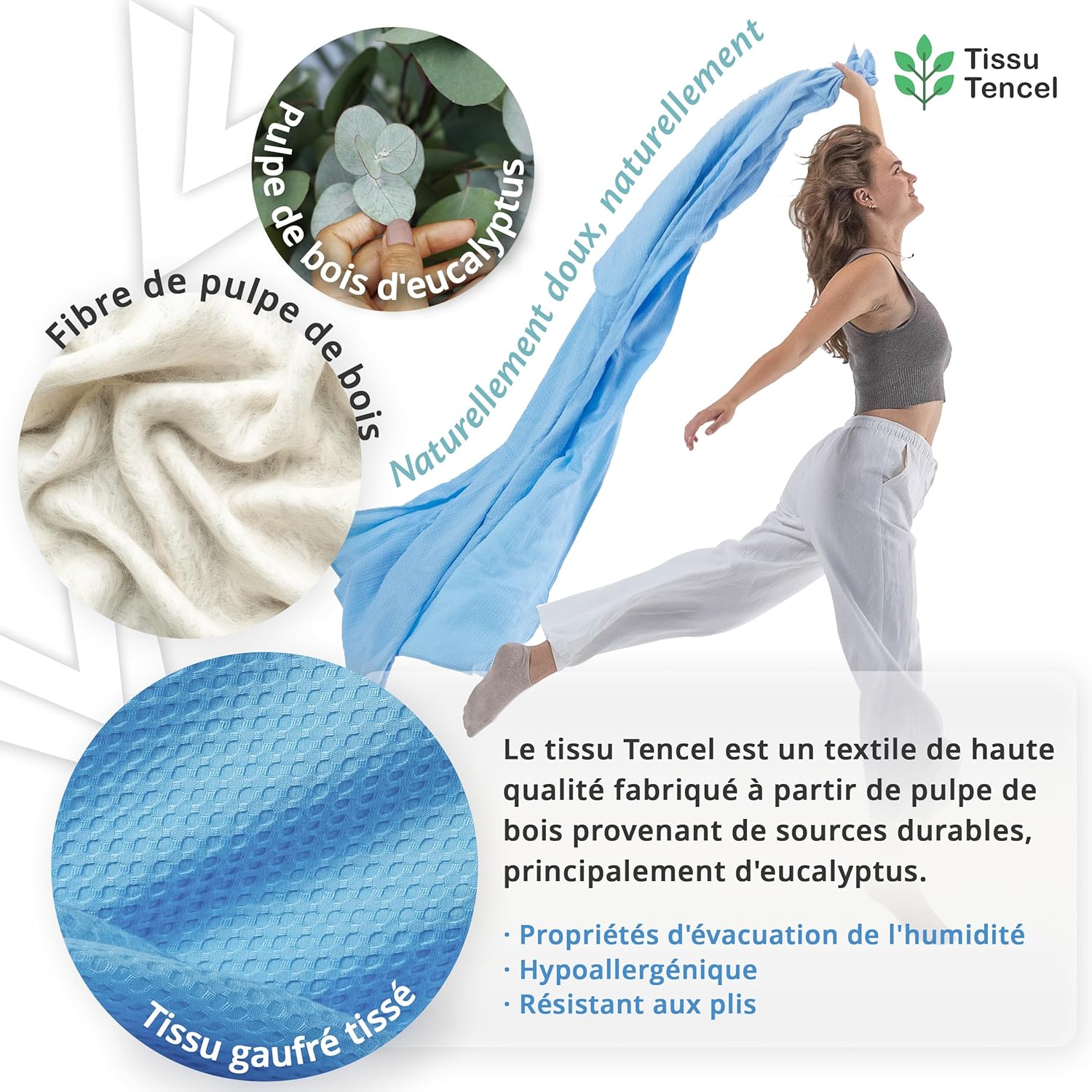 Thumbnail 3 de Couverture rafraîchissante d’été Ella en Tencel certifiée Oeko-Tex, 135x200 cm (bleu ciel)