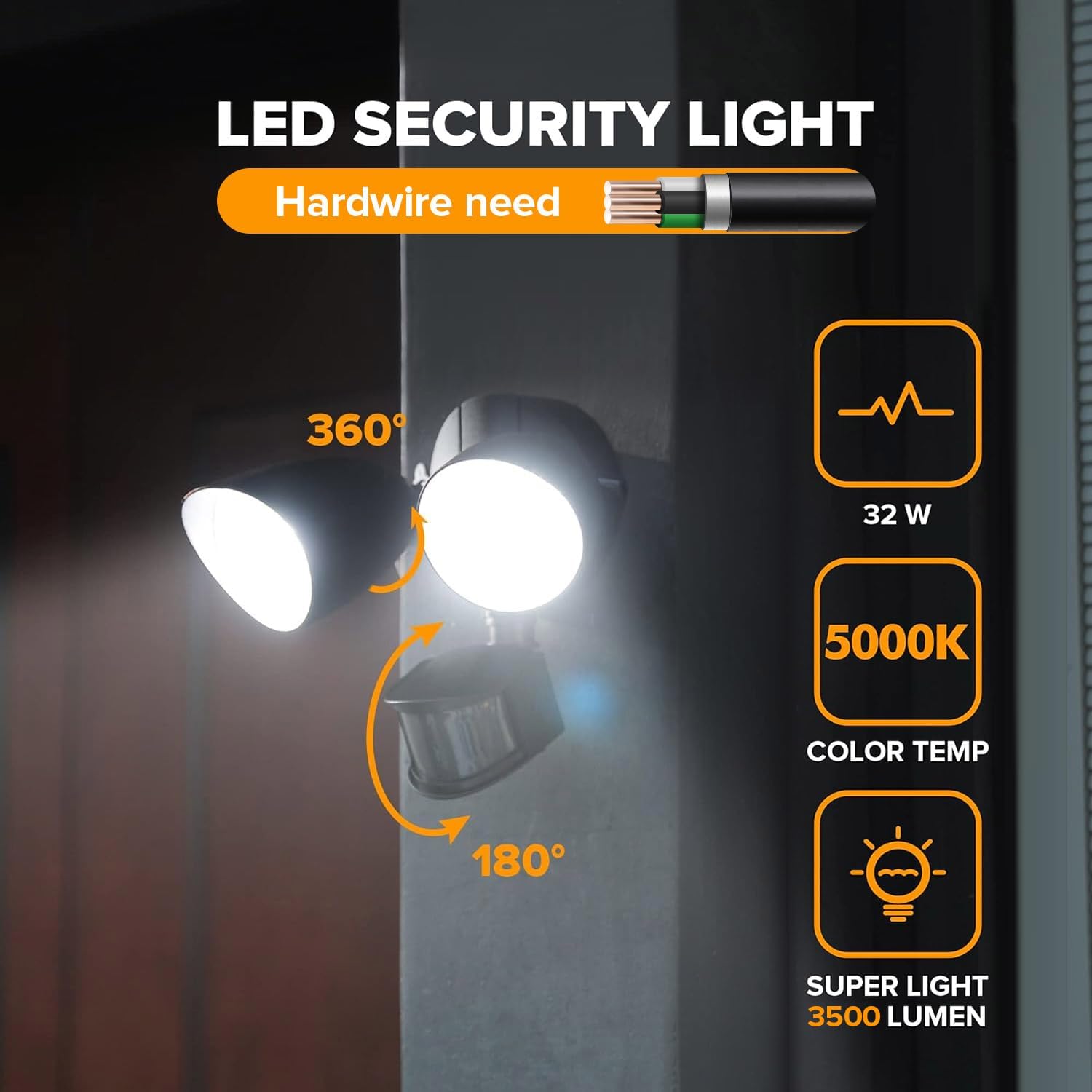 Detalle 2 de LUTEC 4012 32W LED Outdoor Security Light, 3,500 Lumens, Motion Sensor