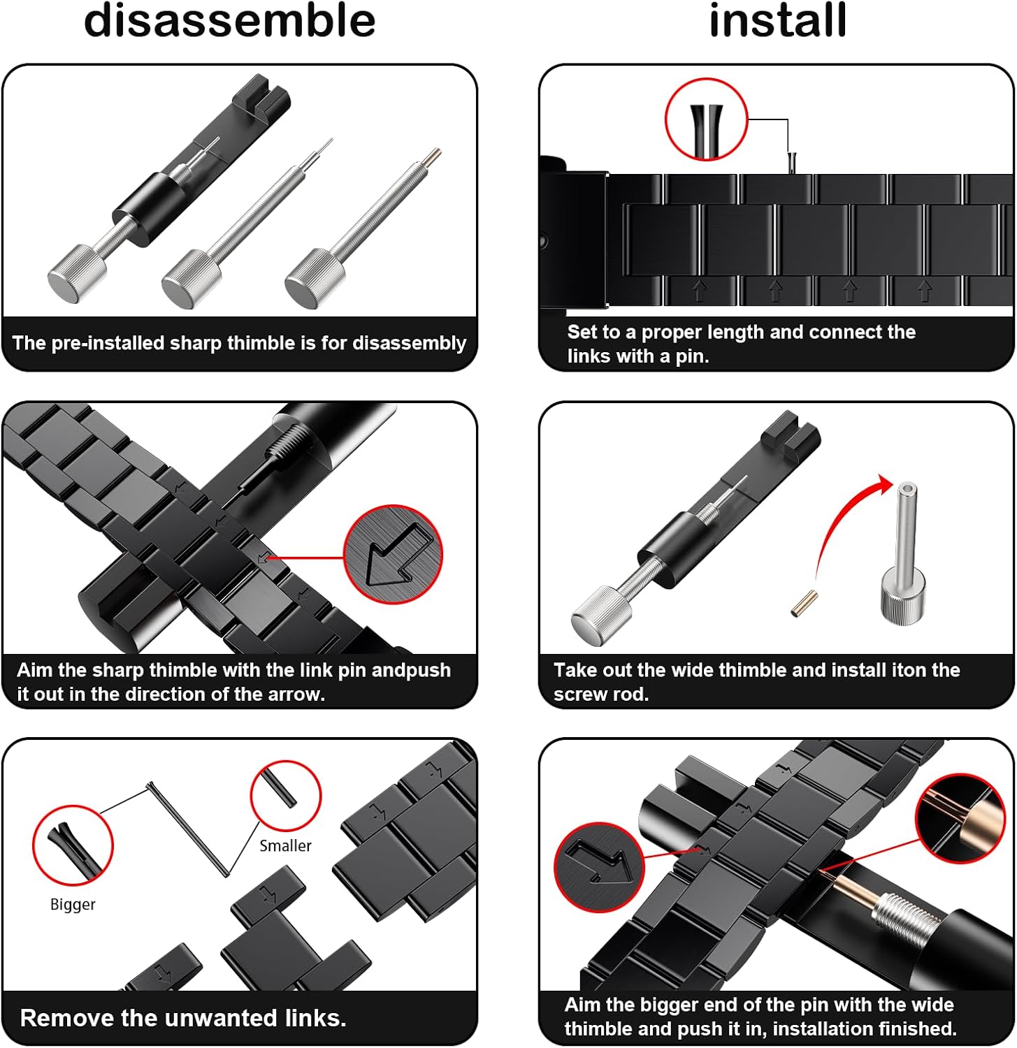 Detalle de Tasikar Thin Stainless Steel Apple Watch Band (38–42mm) – Sleek Black Metal Strap for Series 1–11