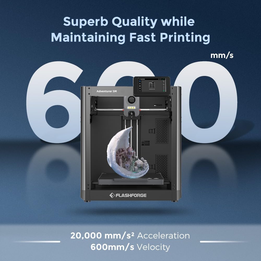 Detalle de FLASHFORGE AD5M 3D Printer: Auto-Calibration, All-Metal CoreXY, 220×220×220mm