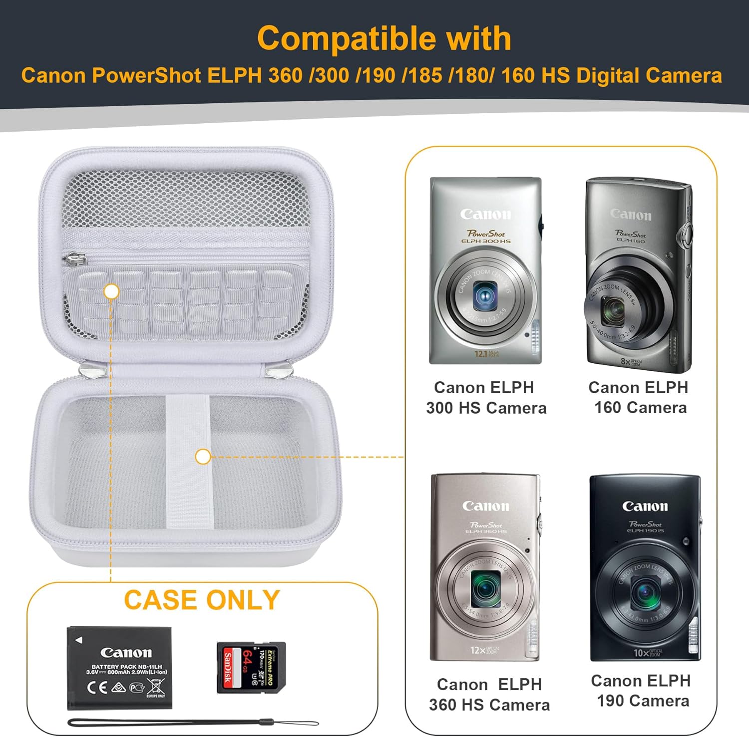 Thumbnail 2 de RAIALL Carrying Case for Canon IXUS 185/285 and Sony Cybershot DSC-W830 – Durable Hard Shell Travel Case