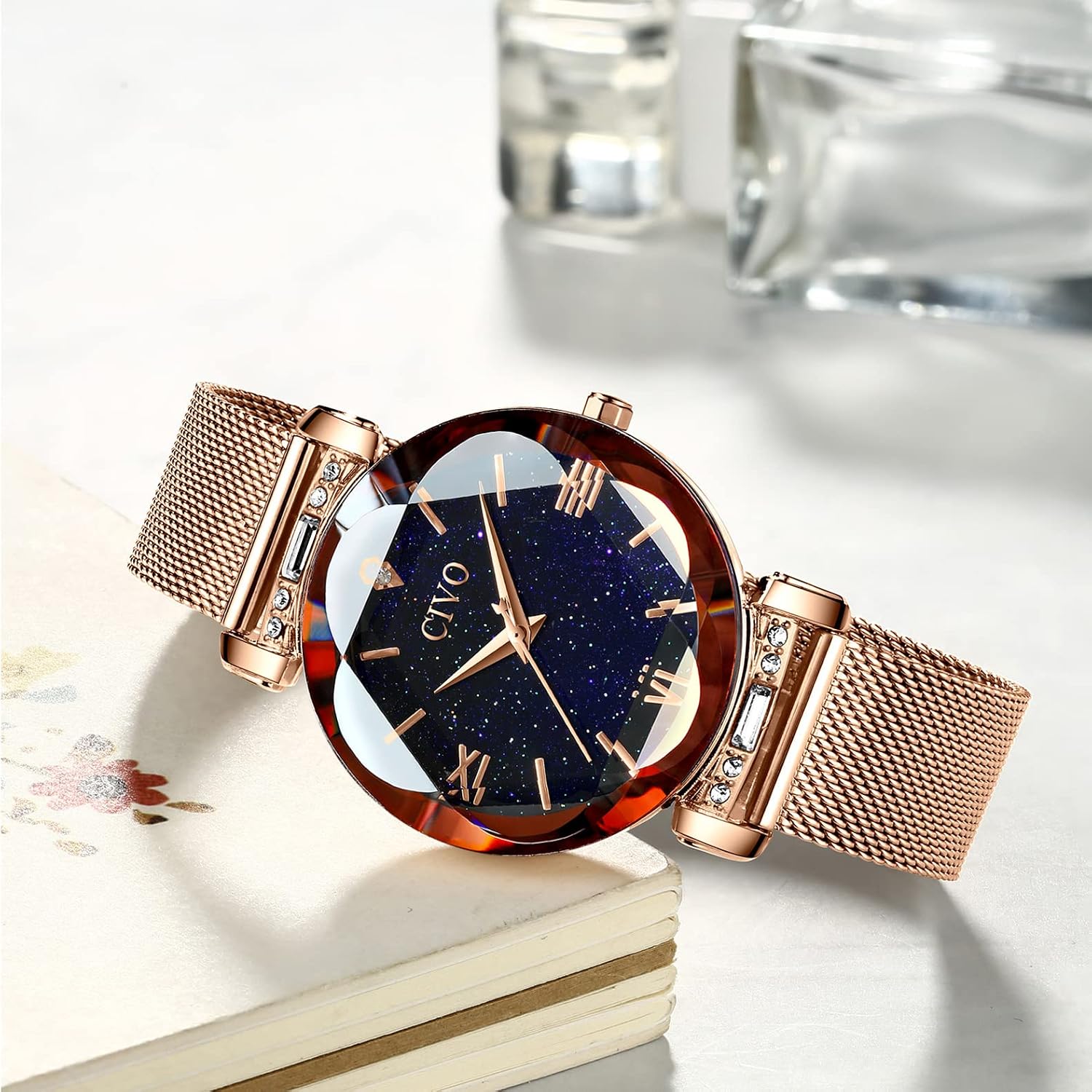 Detalle de CIVO Damenuhr Roségold – Minimalistisch, Wasserdicht und Elegant