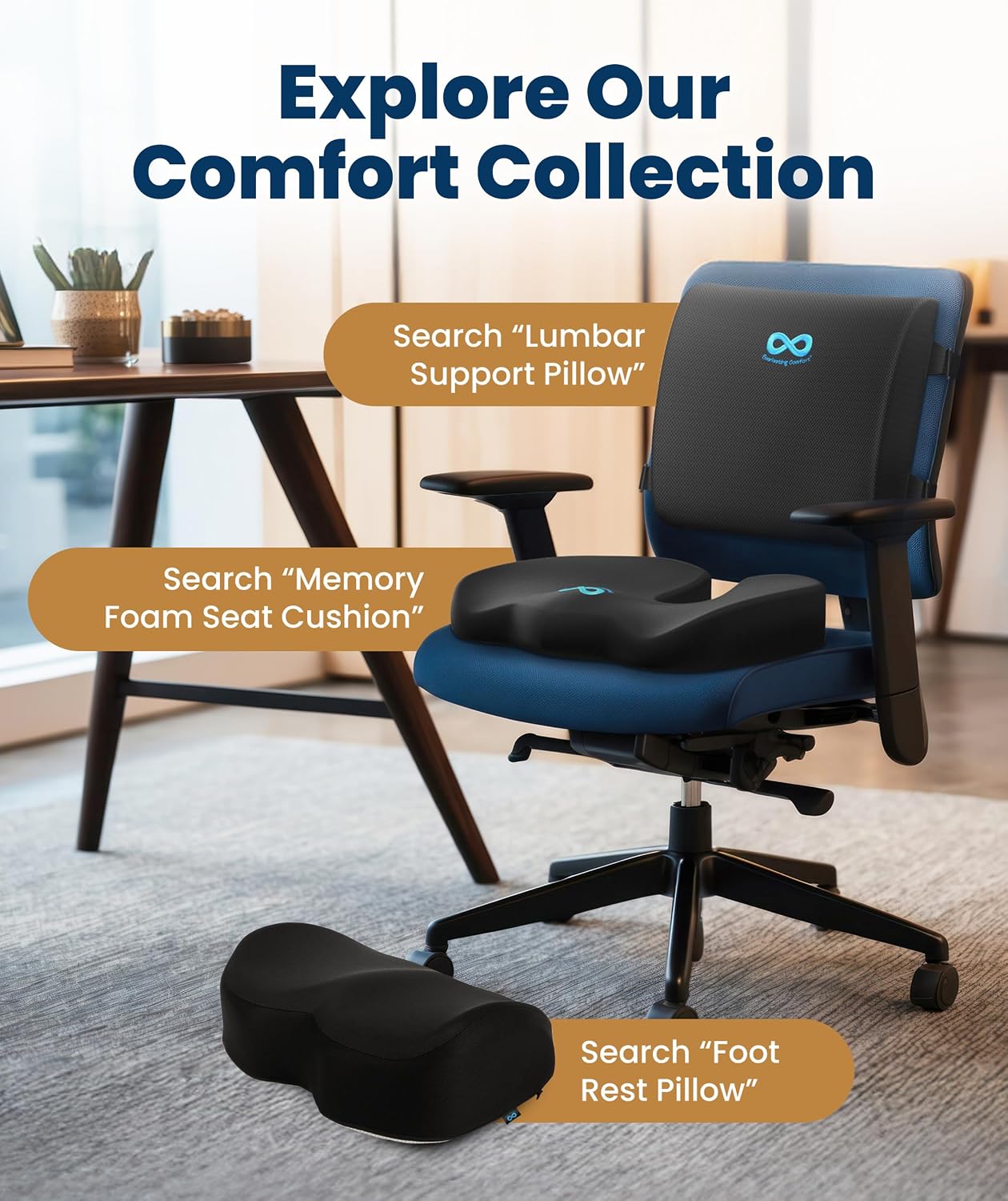 Detalle 2 de Everlasting Comfort 1 Lumbar Support & Pillow, Seat Cushion, Memory Foam
