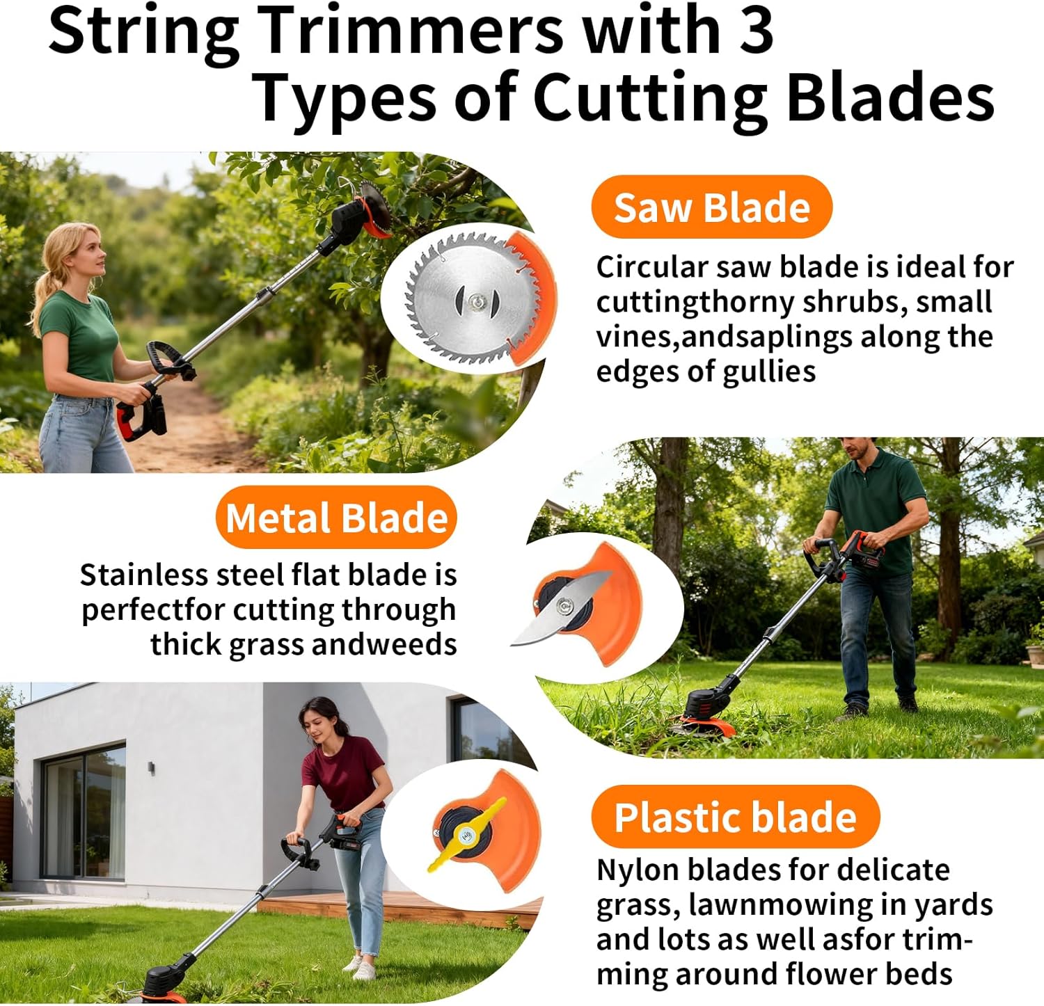 Thumbnail 1 de Strimmer: Cordless 21V Garden Strimmer with 2 x 21V 2.0Ah Batteries and 4 Blade Types
