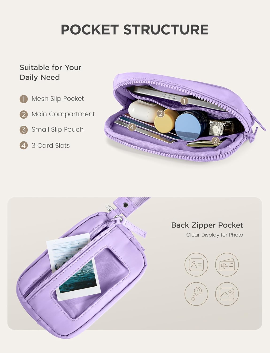 Detalle de Uselike Women's Wristlet Wallet, Lavender Purple
