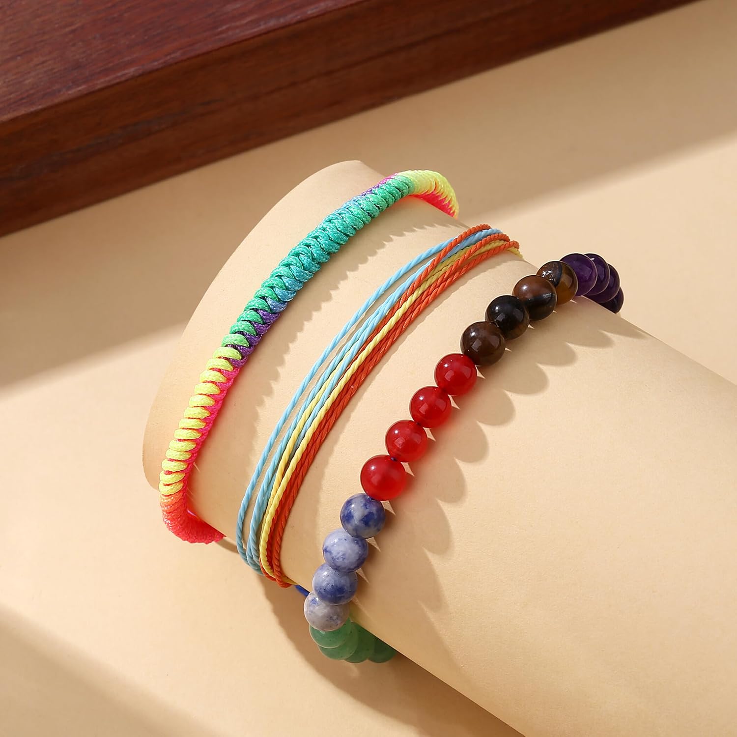 Thumbnail 1 de XIANNVXI 3-pack handmade chakra healing bracelets set (6mm crystal, adjustable braided rope)