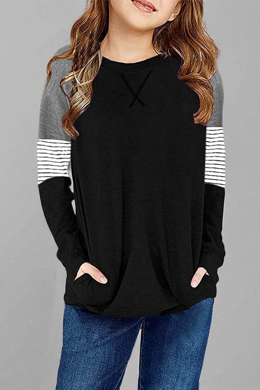 Detalle de Storeofbaby Girls' Long-Sleeve Shirt, Crew Neck