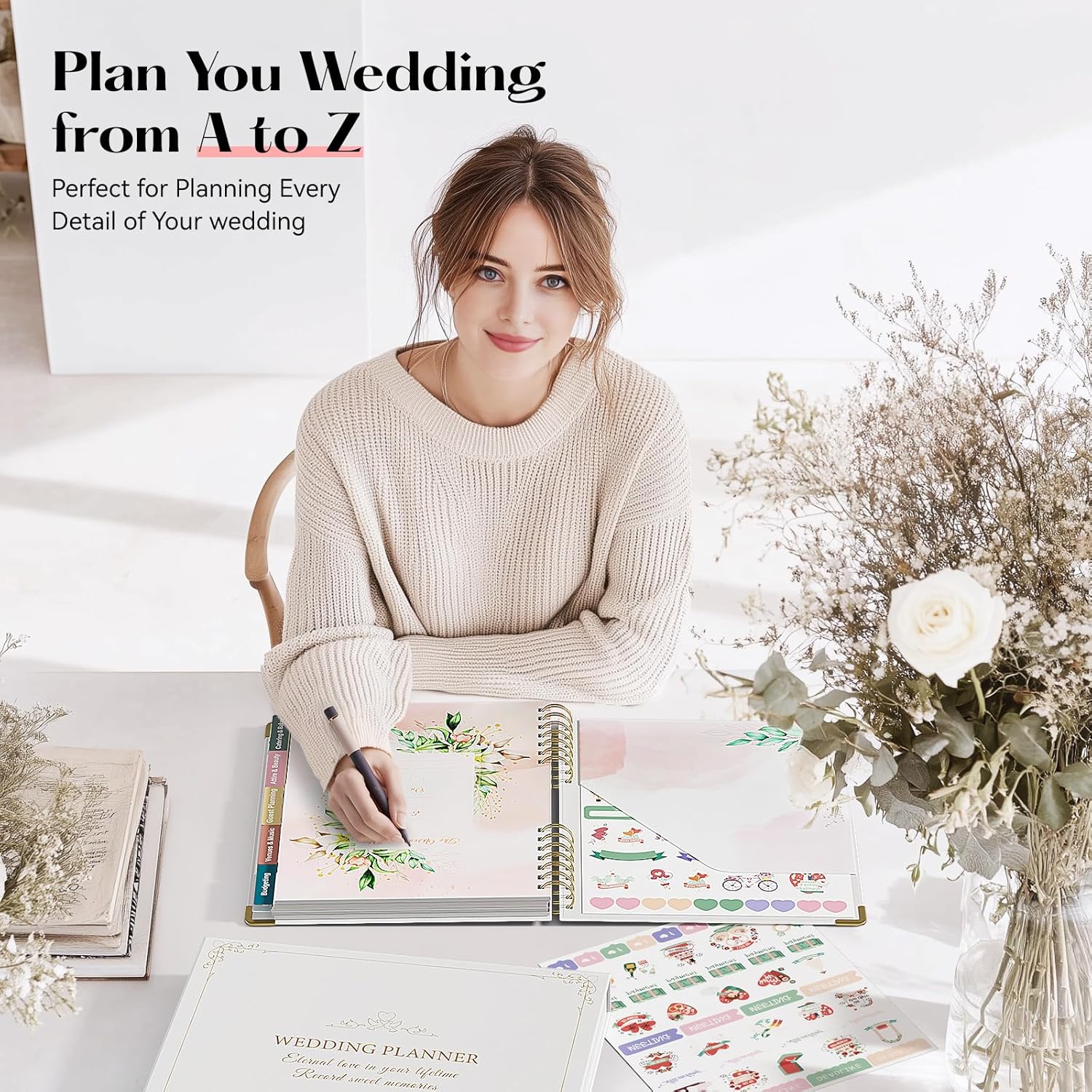 Thumbnail 3 de ABC life Wedding Planner Book Organiser – UK wedding planning countdown notebook with 10 themed sections (Garland)