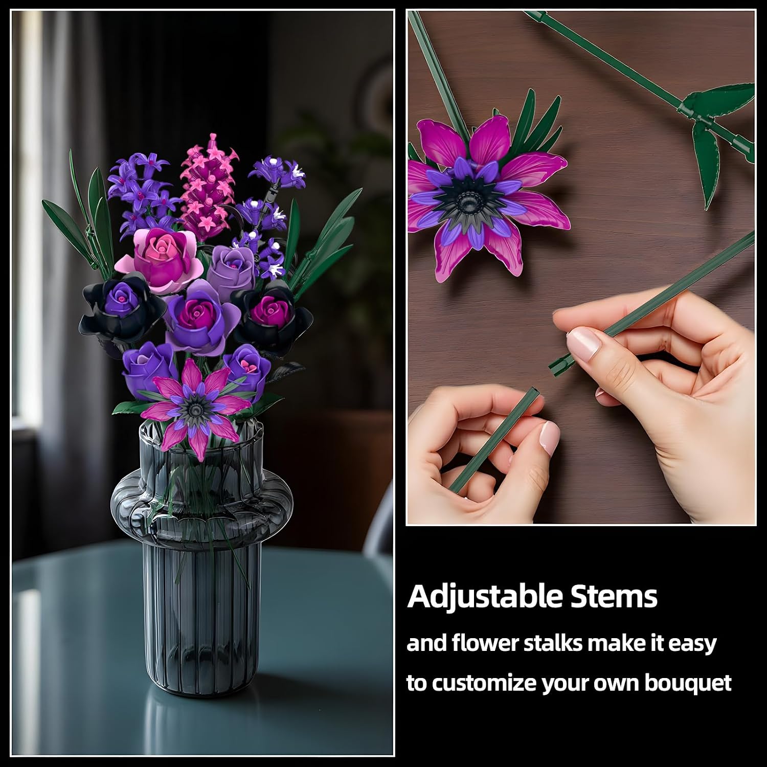 Thumbnail 5 de Purple Rose Flowers Bouquet Building Set
