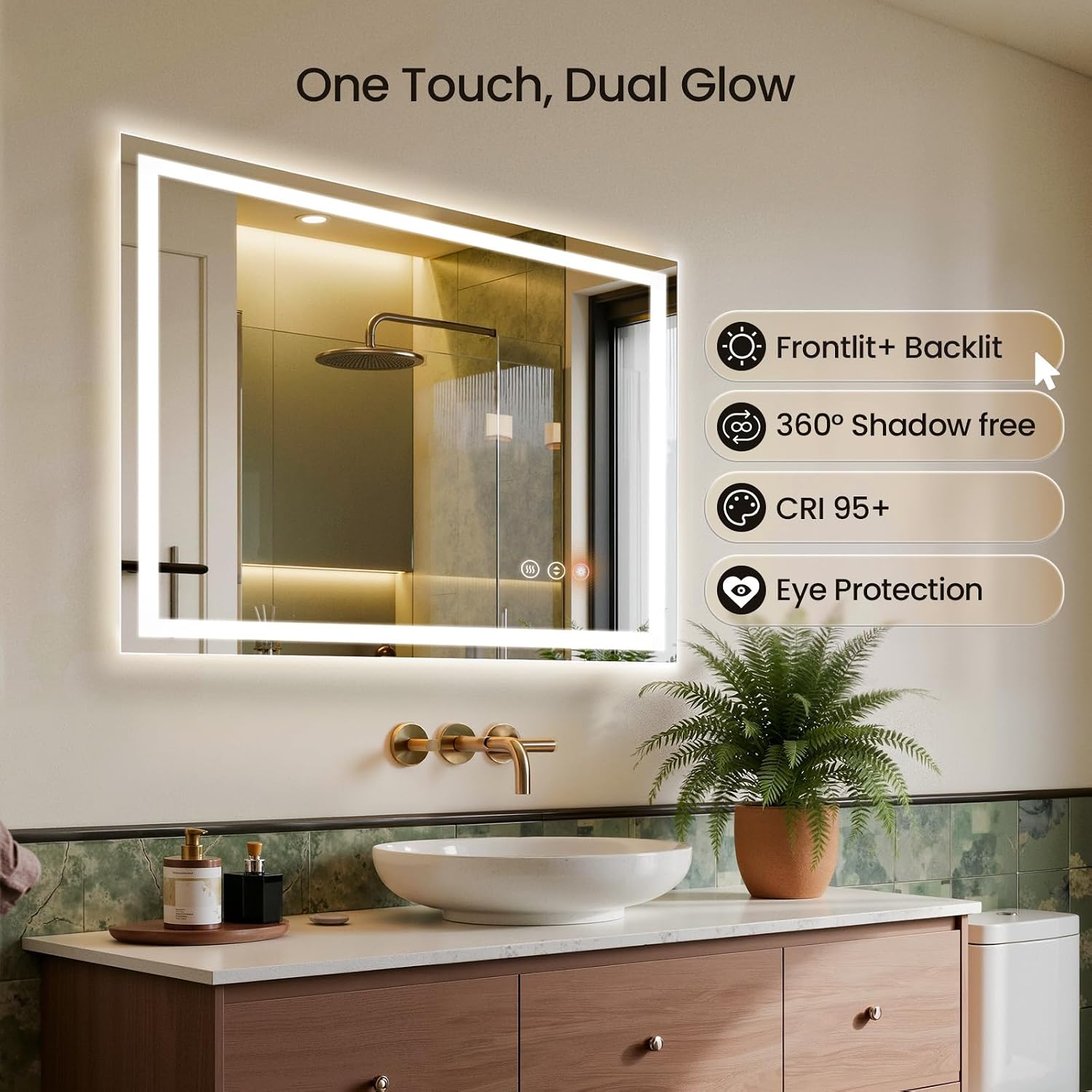 Thumbnail 4 de Rpoesx 16 x 48 in. LED Bathroom Mirror, 3-Colour, Dimmable, Anti-Fog