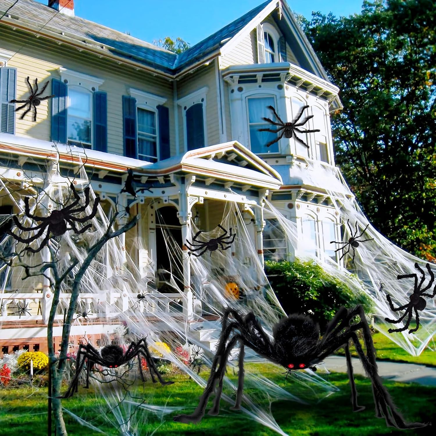 Thumbnail 6 de Giant Halloween Spider Decorations, 59-inch set