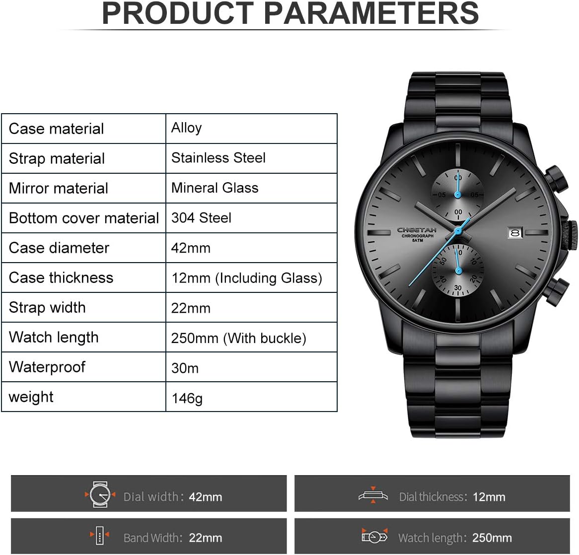 Thumbnail 2 de Herrenuhren Chronograph Edelstahl 3ATM
