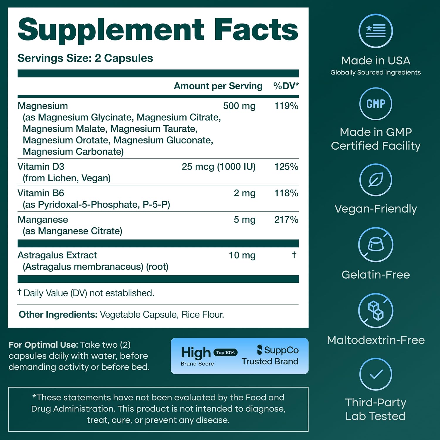 Detalle de Etta Vita MAG1 Magnesium Complex Supplement, 7 Forms with Vegan D3 and B6