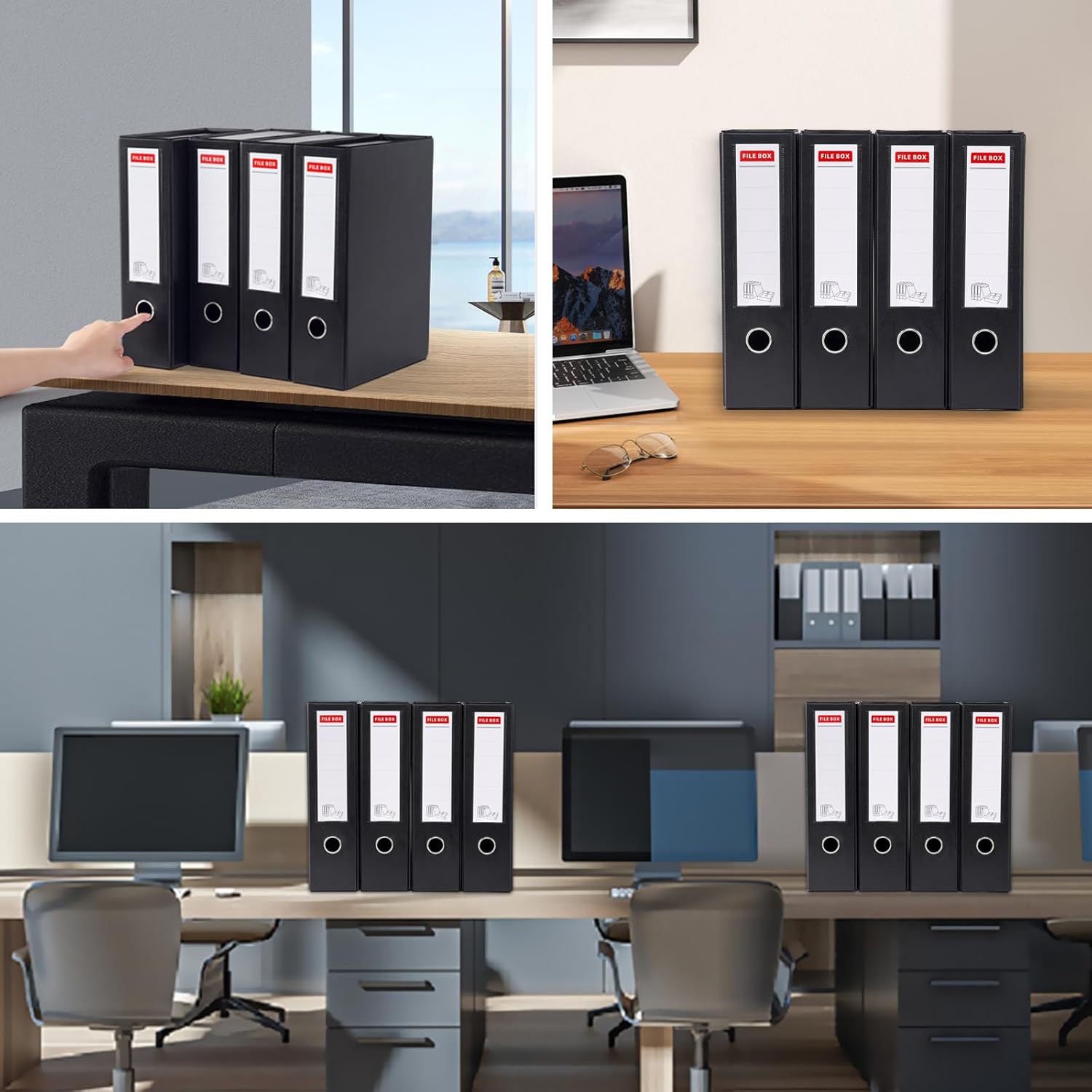 Thumbnail 6 de Srvnpioy Lot de 4 Boîtes A4 noir