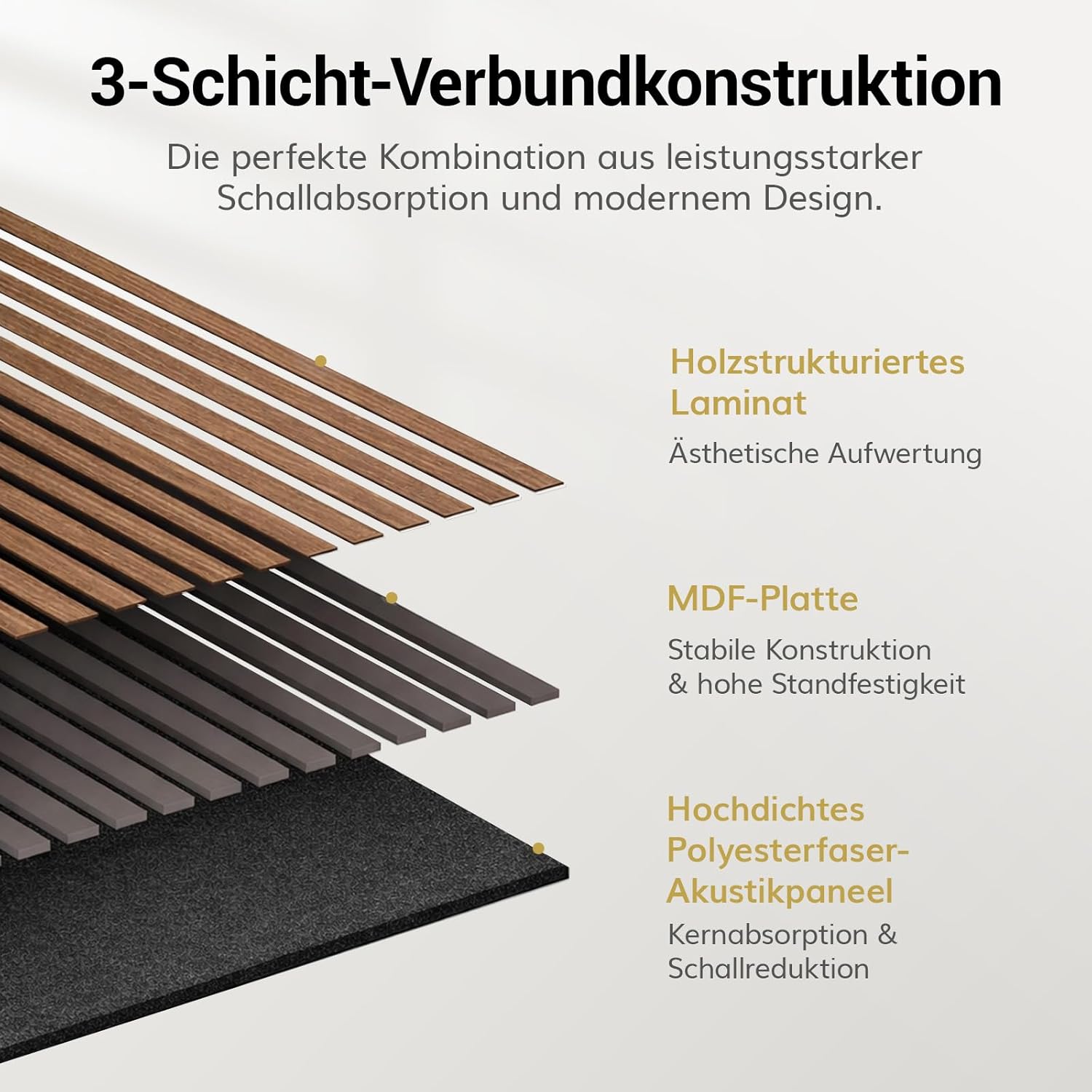 Thumbnail 2 de TONOR Akustikpaneele Holz 4 Stück – 120 × 60 cm, Walnuss, 2,88 m² Wandpaneele