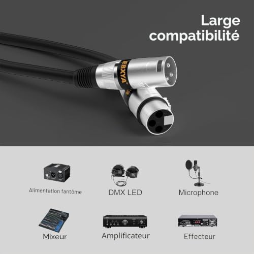 Detalle 2 de EBXYA Câble XLR 3m – Lot pour Studio d'Enregistrement et Table de Mixage