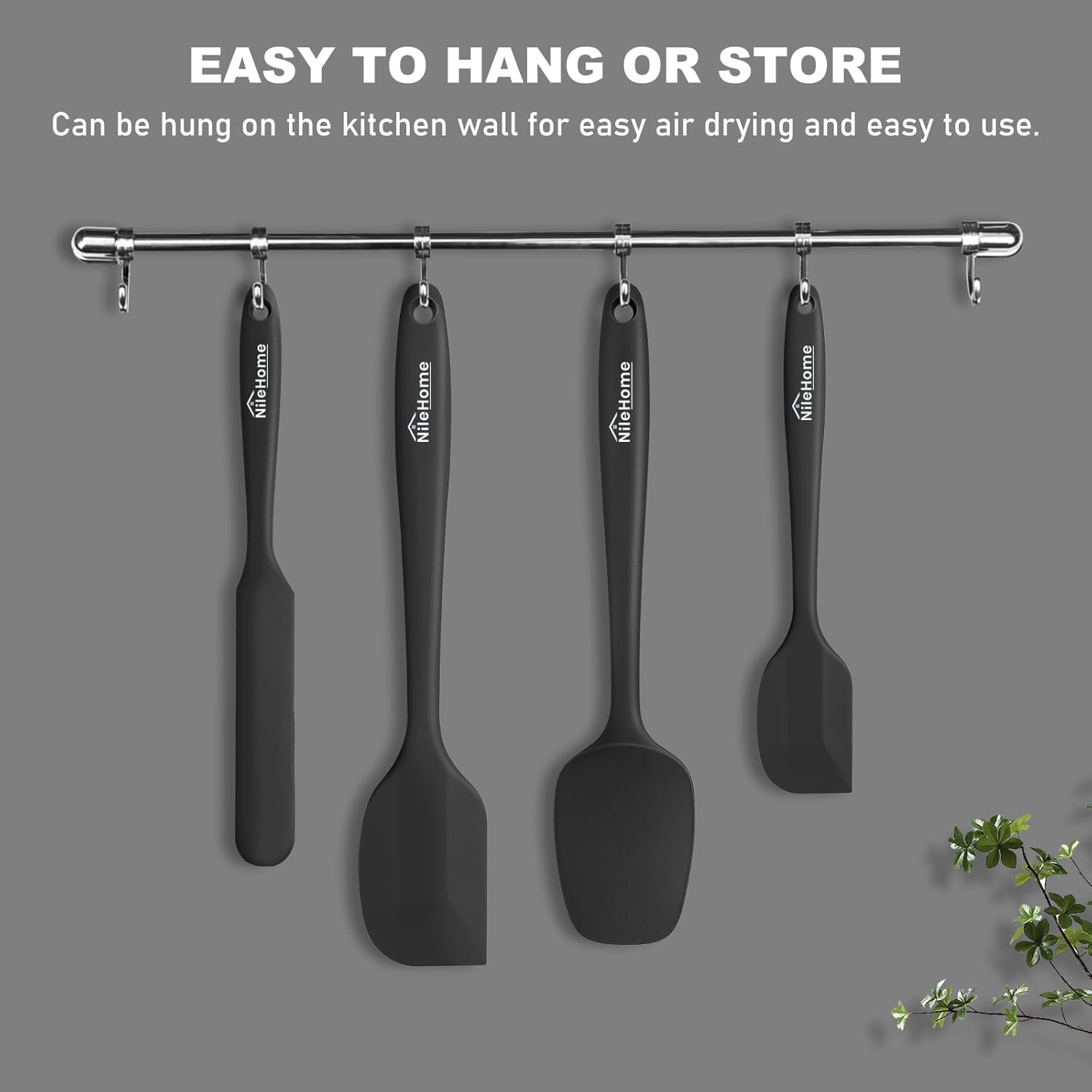 Thumbnail 4 de NileHome Silicone Spatula Set (4-piece) with 18/8 stainless steel core, BPA-free, black