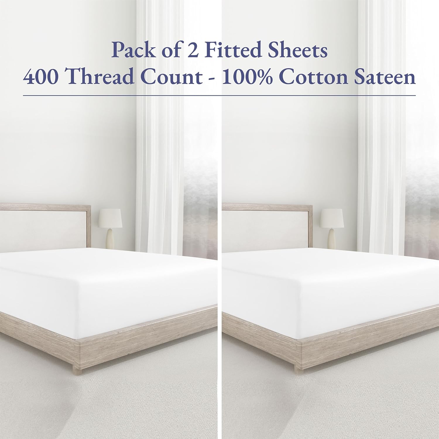 Detalle 2 de Cotton Sateen Fitted Sheets, 400 Thread Count
