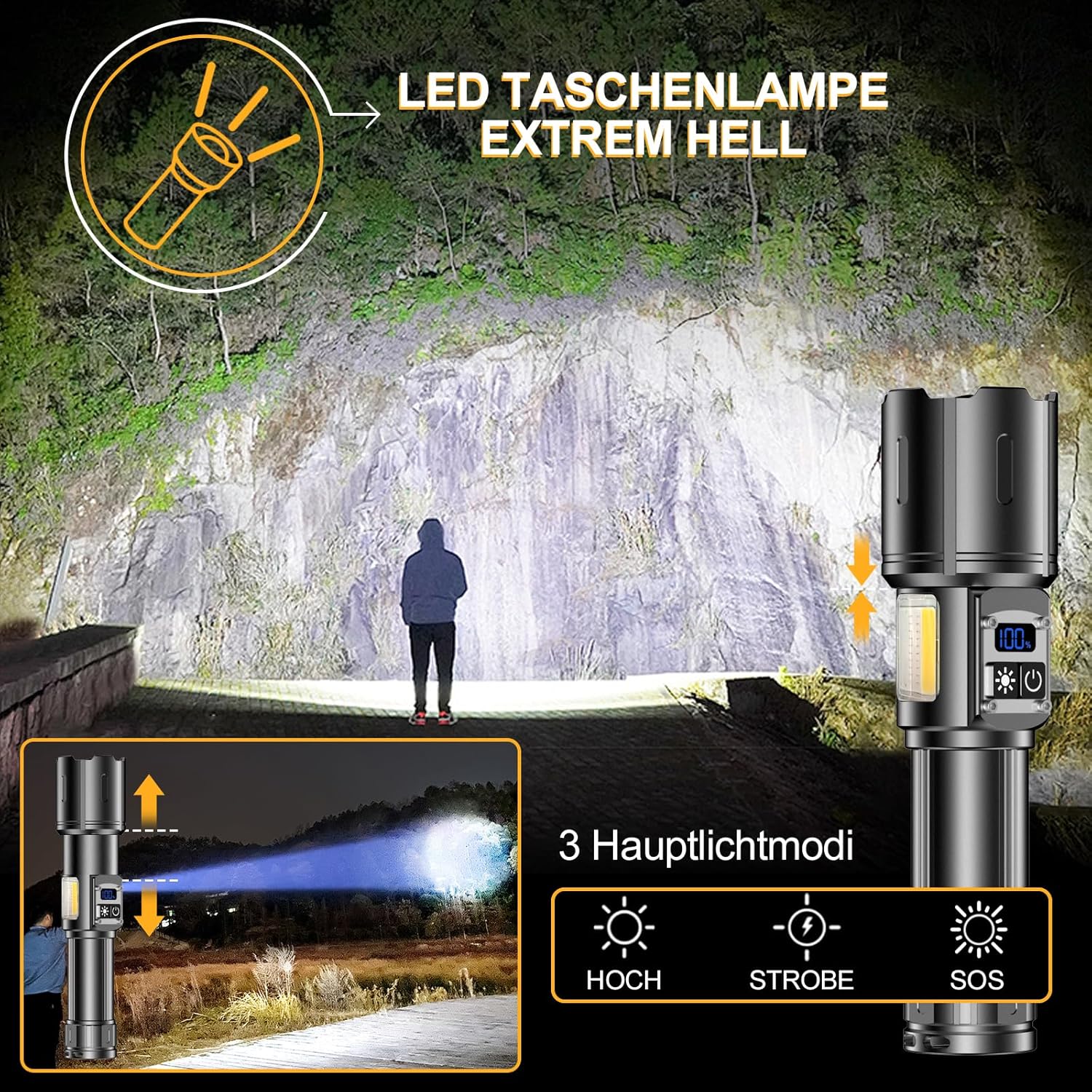 Thumbnail 1 de BEYSTE Taschenlampe LED 500000 Lumen