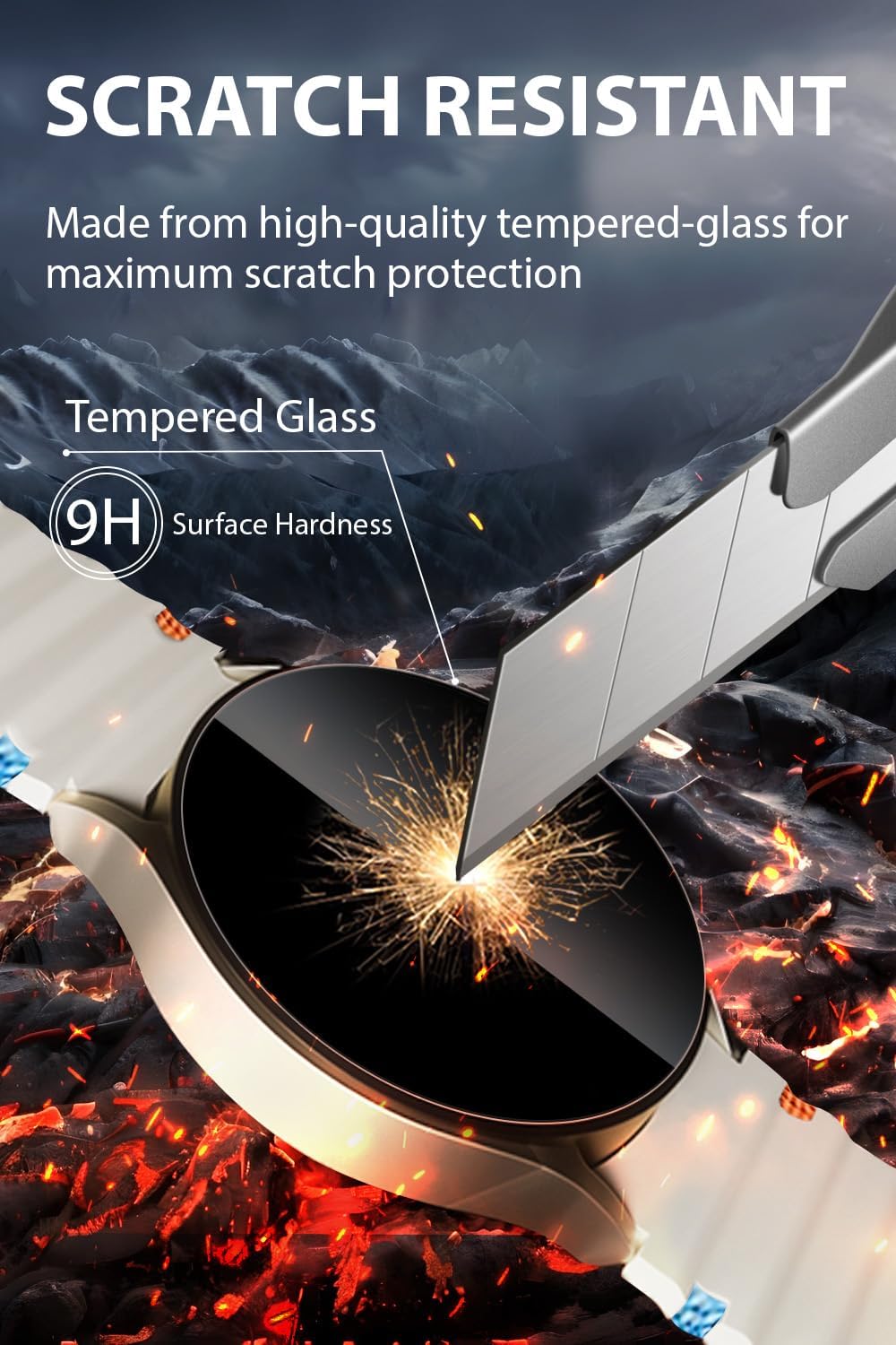 Thumbnail 3 de Yaekea 4 Pack Tempered Glass Screen Protectors for Samsung Galaxy Watch 7/6/5/4 (44mm) – HD, Anti-Fingerprint