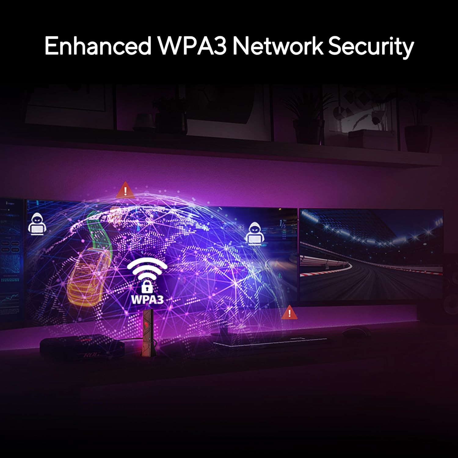 Thumbnail 4 de ASUS ROG USB-BE92 (BE6500) : adaptateur Wi‑Fi 7 Tri‑bande USB avec 6 GHz et WPA3