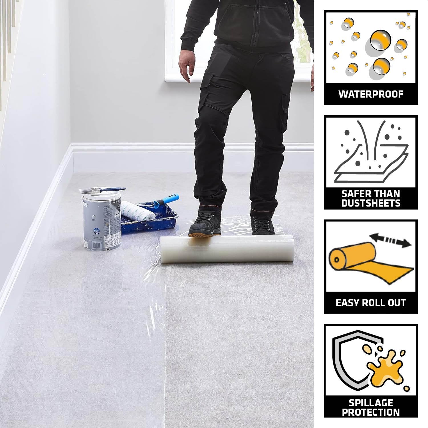 Thumbnail 2 de Everbuild Roll and Stroll Contract Carpet Protector – Self-Adhesive, Waterproof, 600mm x 100m