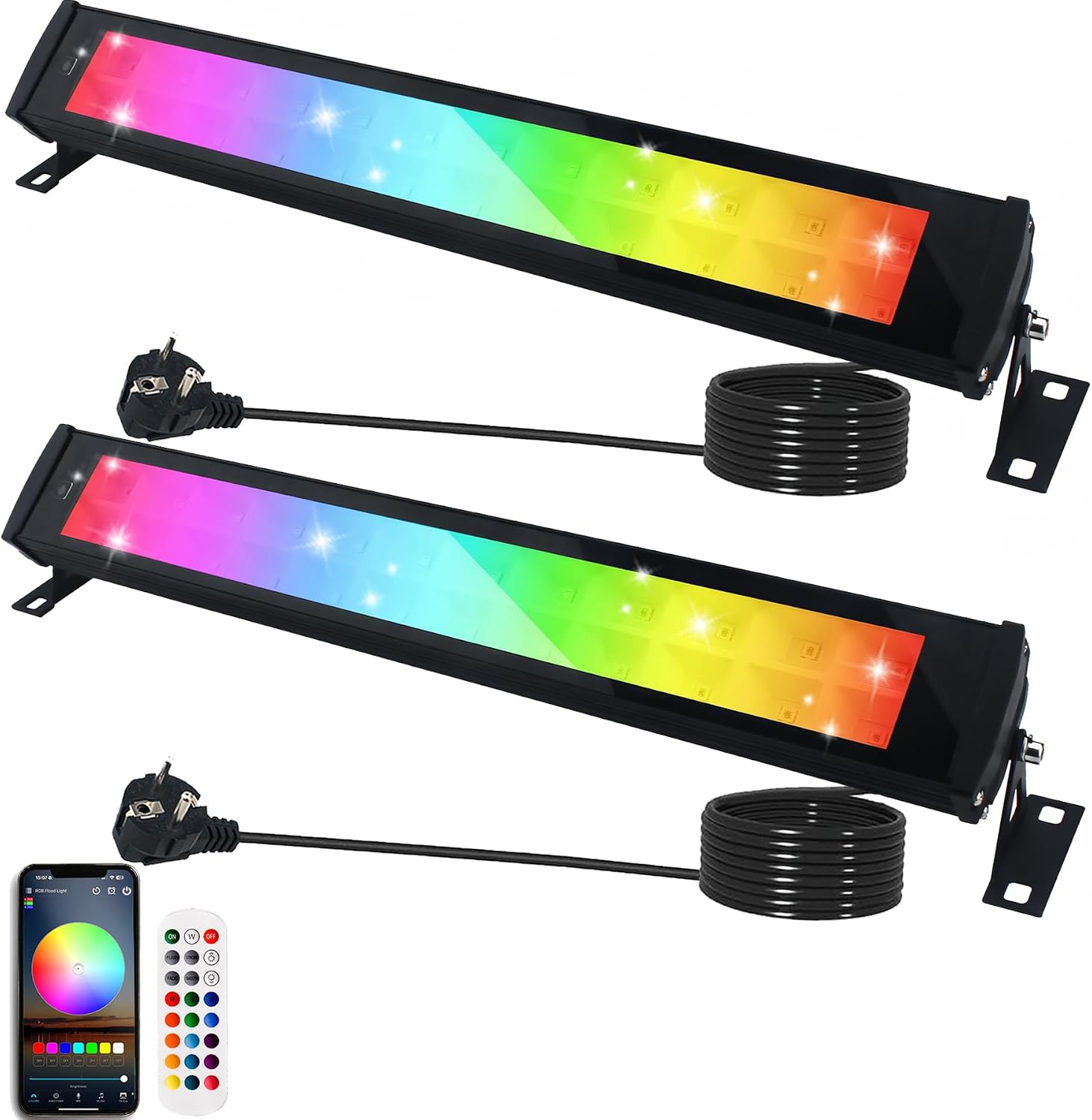 Detalle de Indmird CHX-FL-C-50W RGB-buitenschijnwerper van 50 W met appbediening