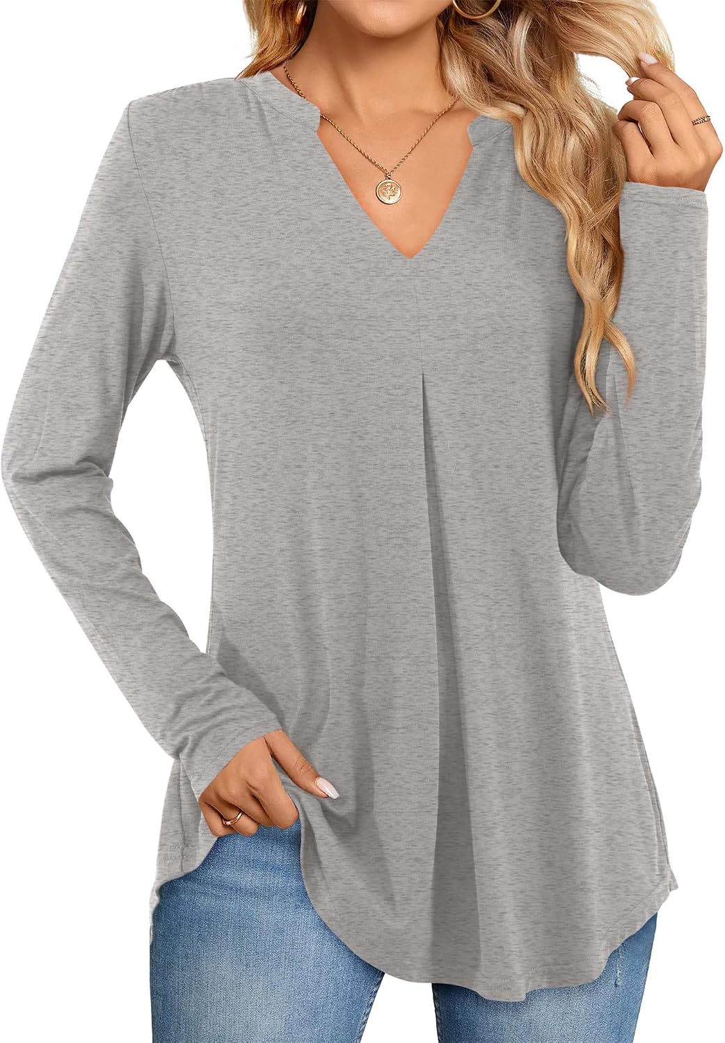 Thumbnail 5 de Beluring Damen T-Shirt V-Ausschnitt Plissee