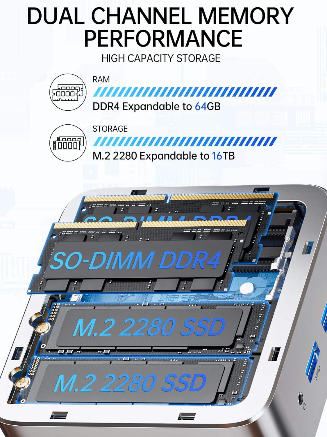 Thumbnail 3 de GMKtec NucBox G10 Ryzen 5 3500U Mini PC (16GB RAM, 512GB SSD) with Triple 4K Output, 2.5GbE LAN, WiFi/BT