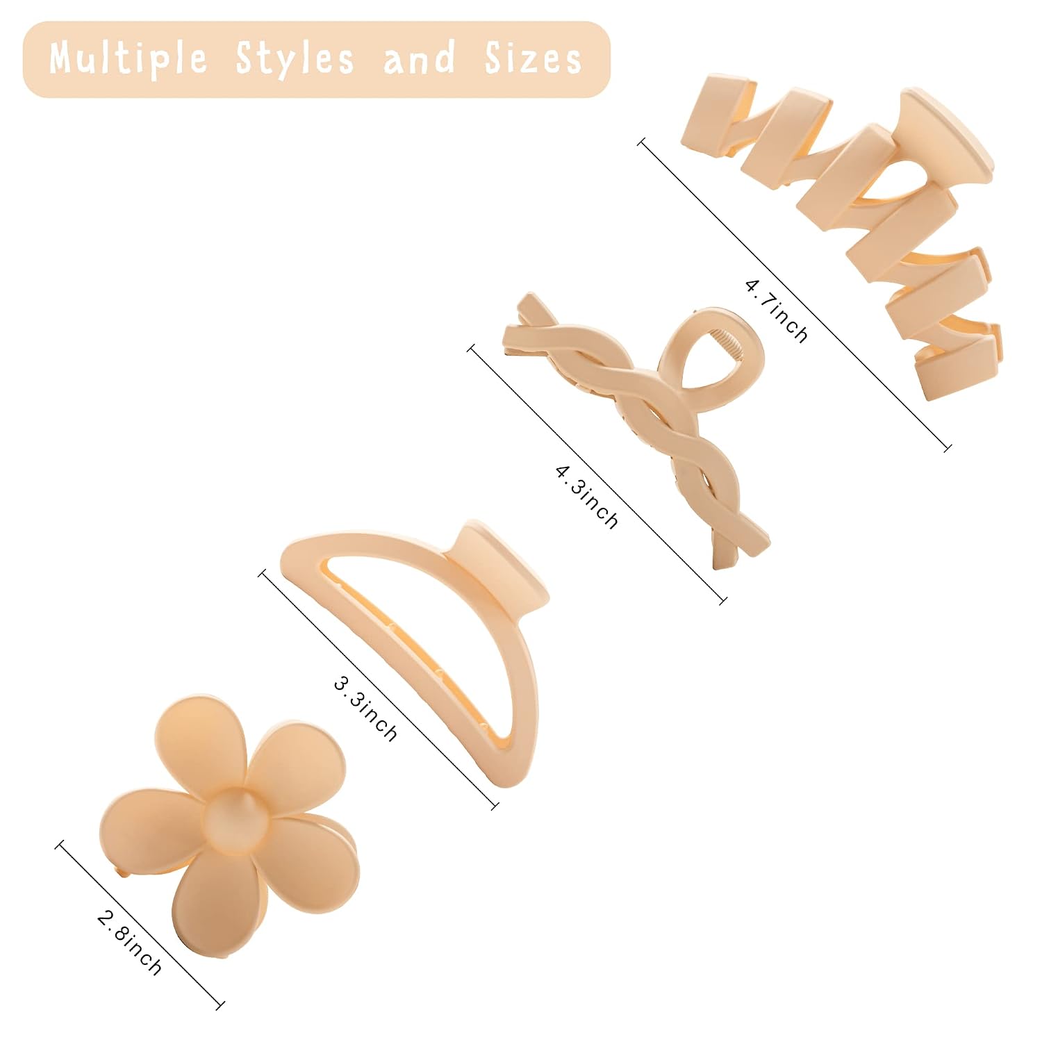 Thumbnail 6 de HBselect 8er-Set Haarklammern mit Blume & Kralle – Hairclips für dickes Haar, rutschfest, neutrale Farben (Variety Pack)