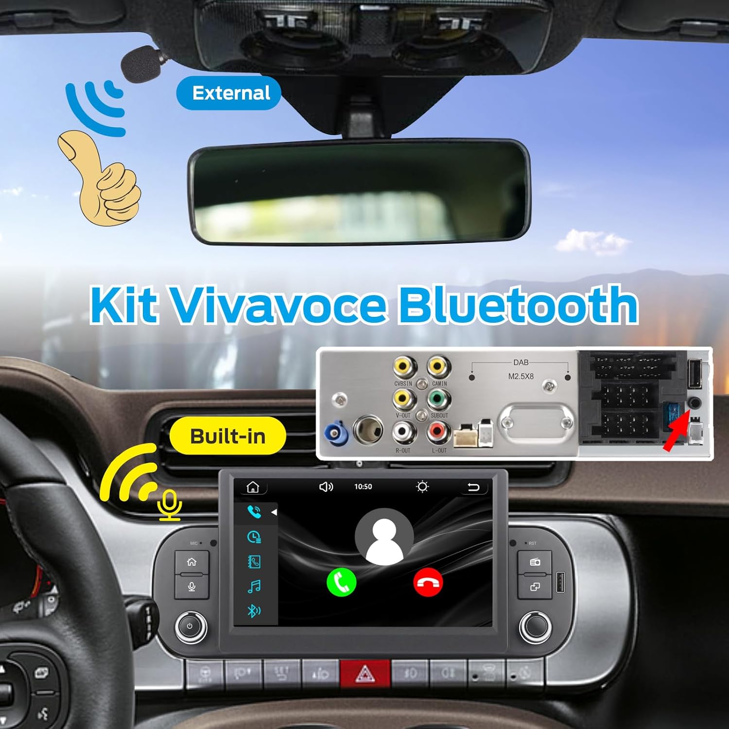 Detalle de MAVYULQEF Linux Autoradio per Fiat Panda (2013-2020) – Plug & Play, CarPlay/Android Auto Wireless