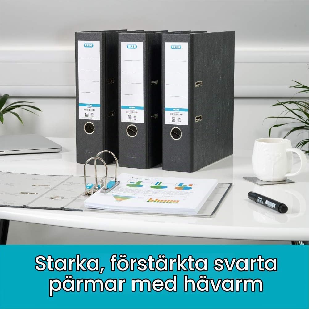 Detalle de Elba 400129085 pärmar, 3-pack A4, svart med 56 mm arkiveringskapacitet