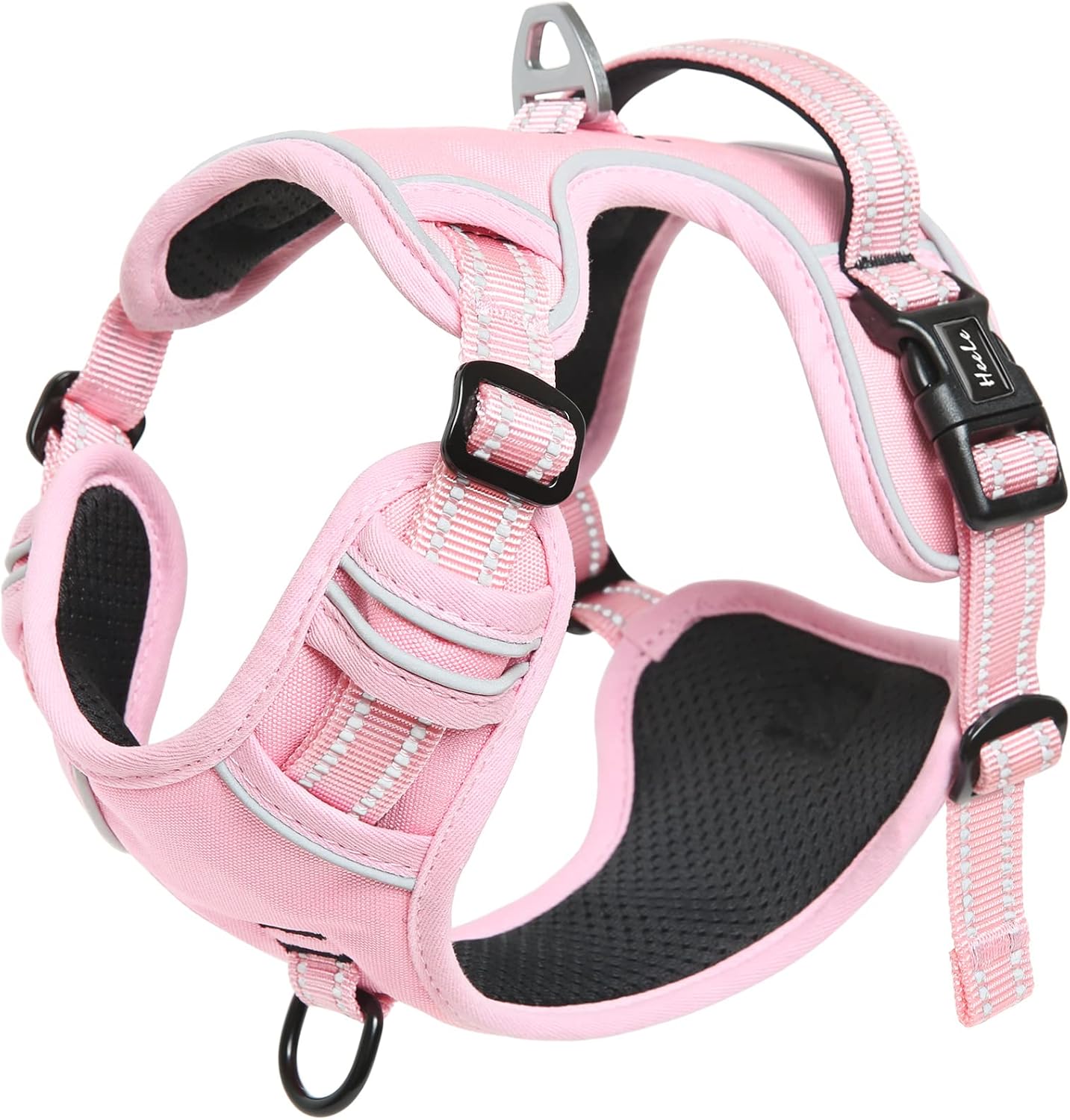 Detalle 2 de HEELE No-Pull Hundegeschirr – verstellbar, atmungsaktiv, reflektierend, Pink, Größe M