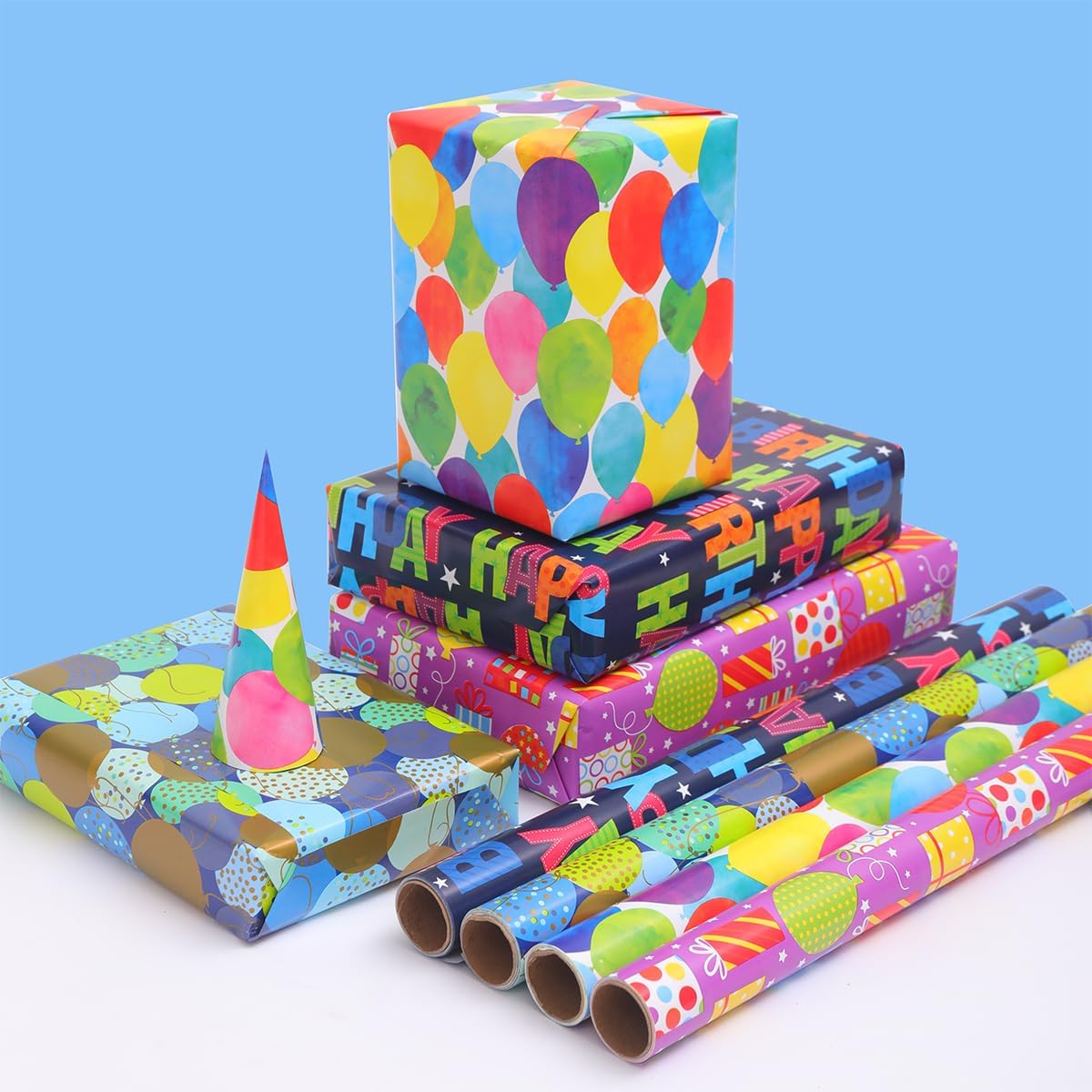 Thumbnail 3 de HBell Birthday Wrapping Paper Rolls – 4 Roll Set, 43cm x 3m each