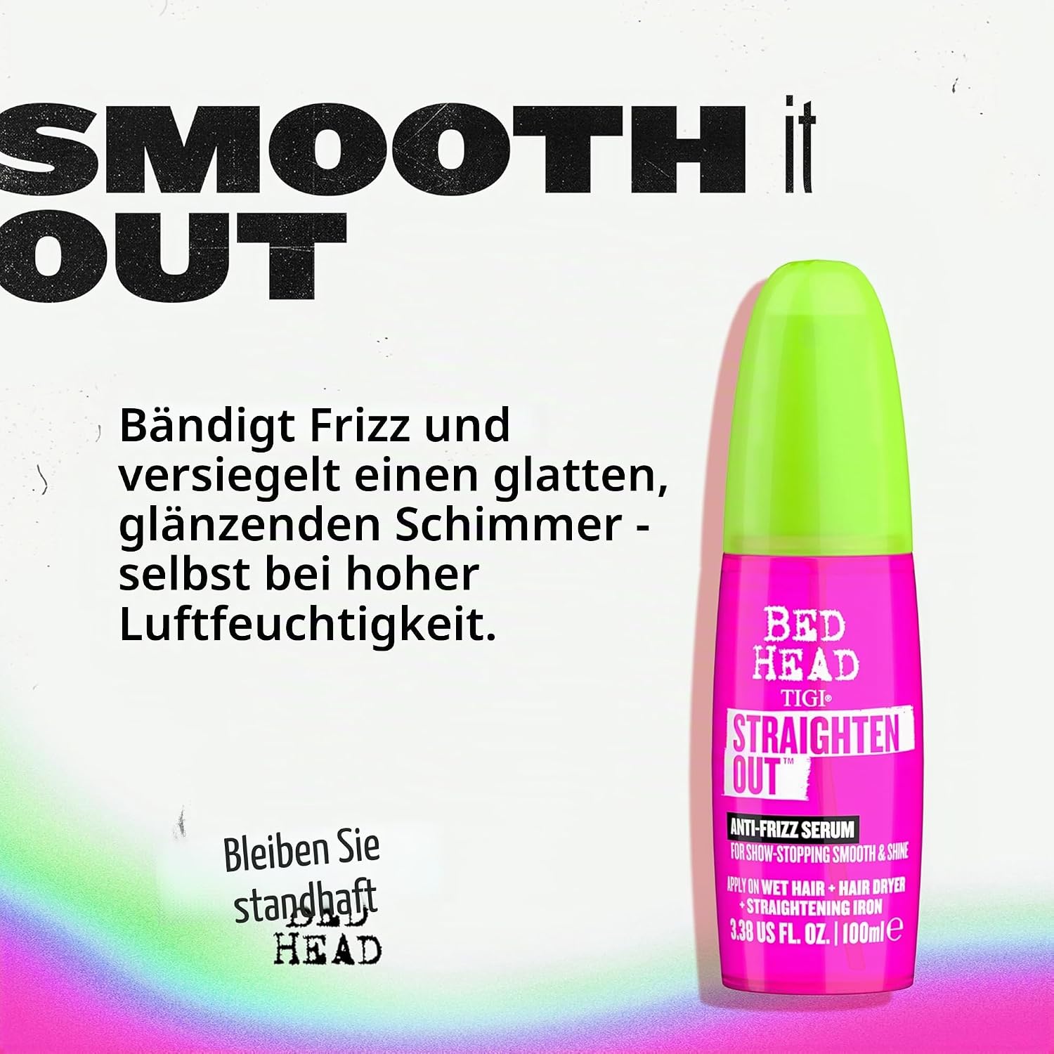 Detalle 2 de Bed Head by TIGI Straighten Out Anti-Frizz-Serum – 100 ml für glattes, glänzendes Haar