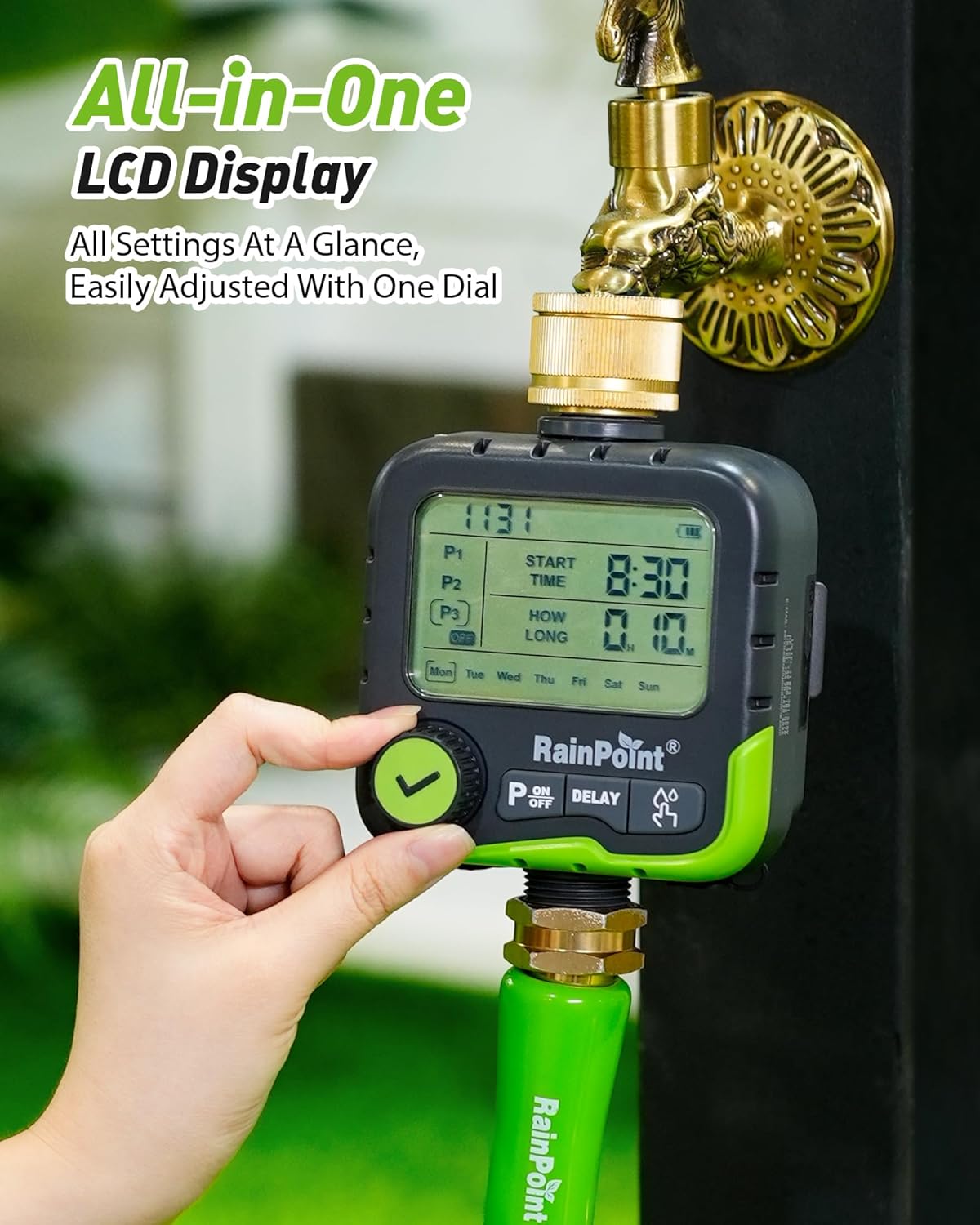 Thumbnail 1 de RAINPOINT Water Timer with 3 Independent Programs and Dual Ports