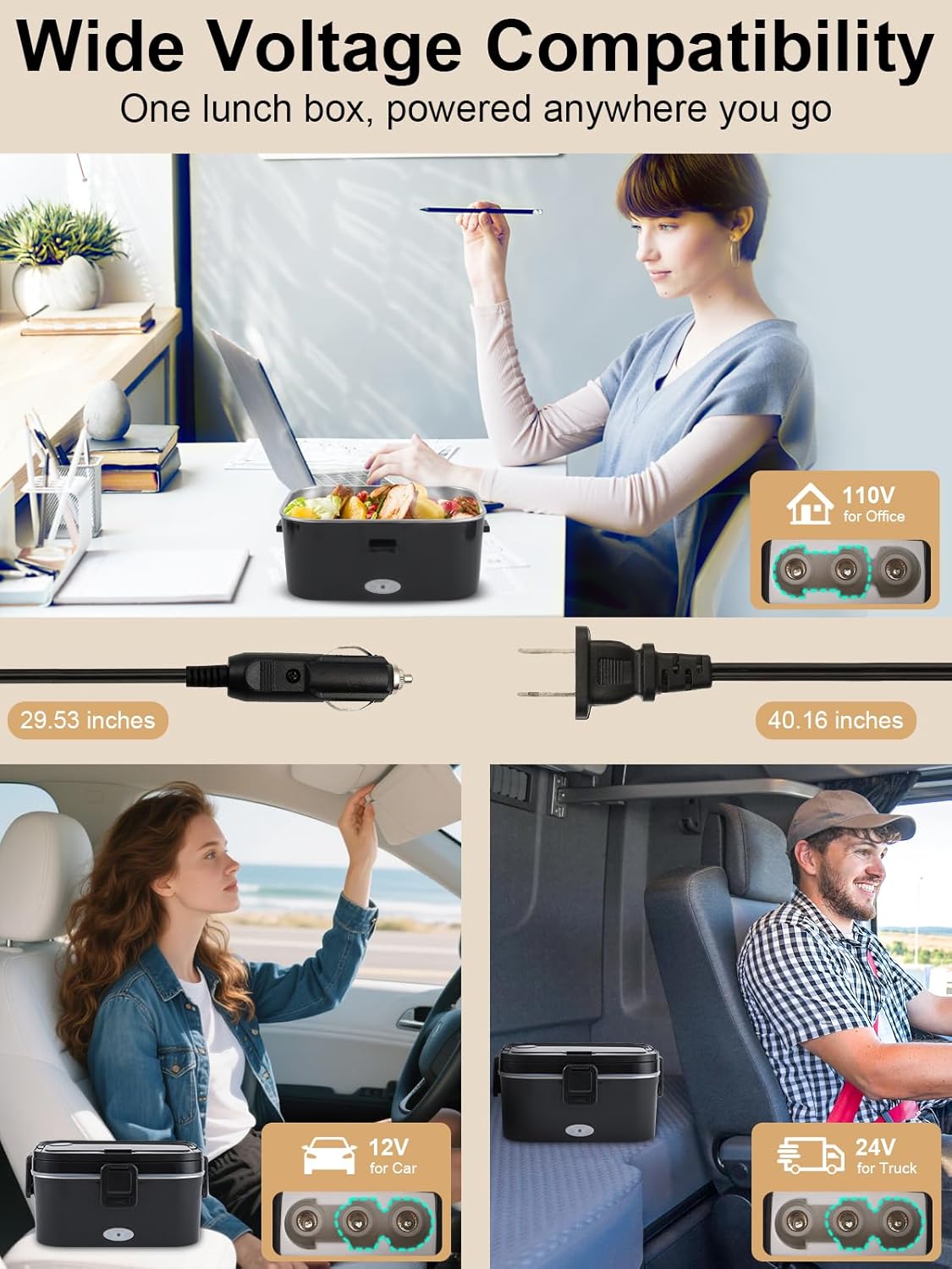 Detalle 2 de SOHIDA 1.8L+0.5L Heated Lunch Box 80W 🍱