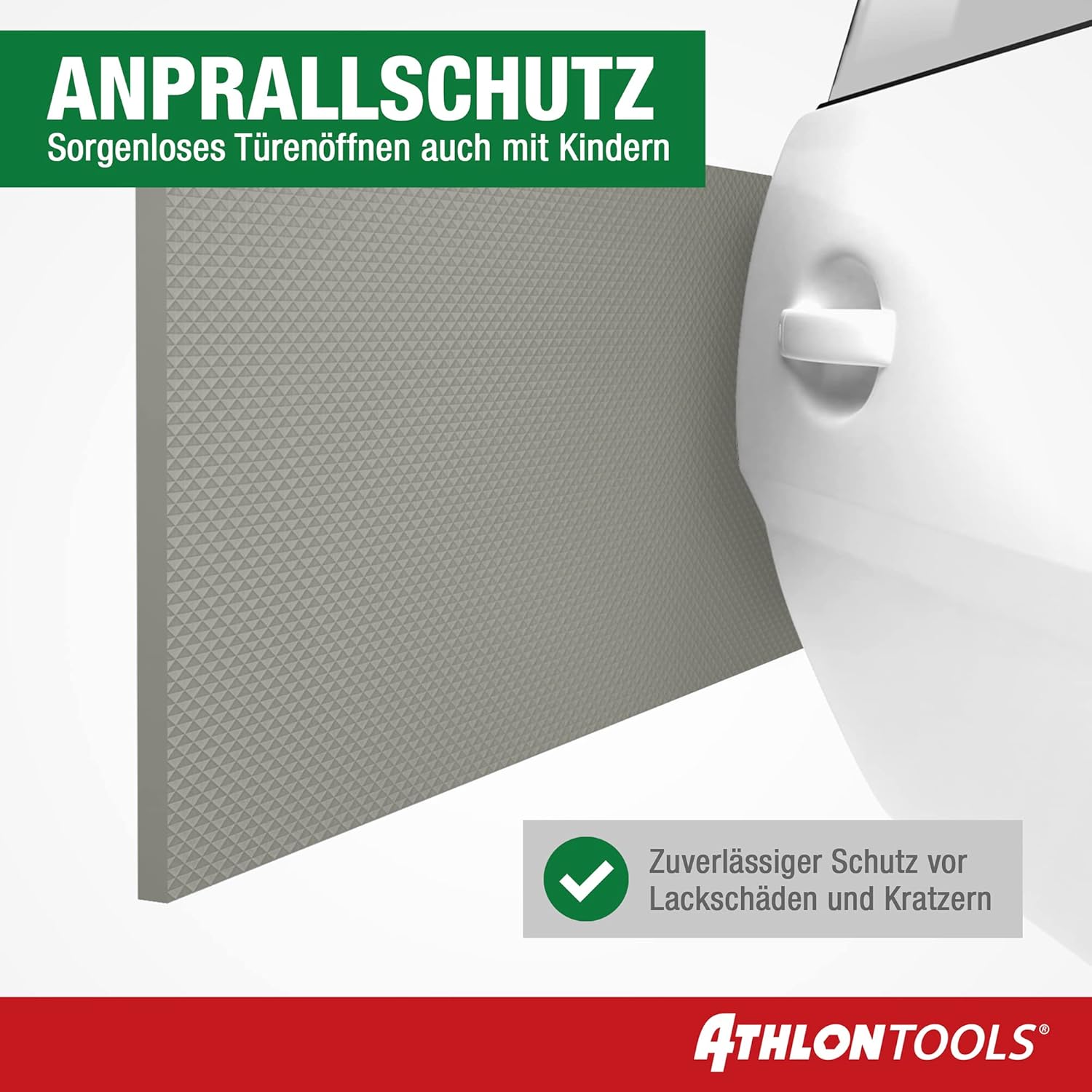 Detalle 2 de ATHLON TOOLS 2× Auto-Türkantenschutz FlexProtect (je 2 m) – extra dick, selbstklebend, wasserabweisend, grau