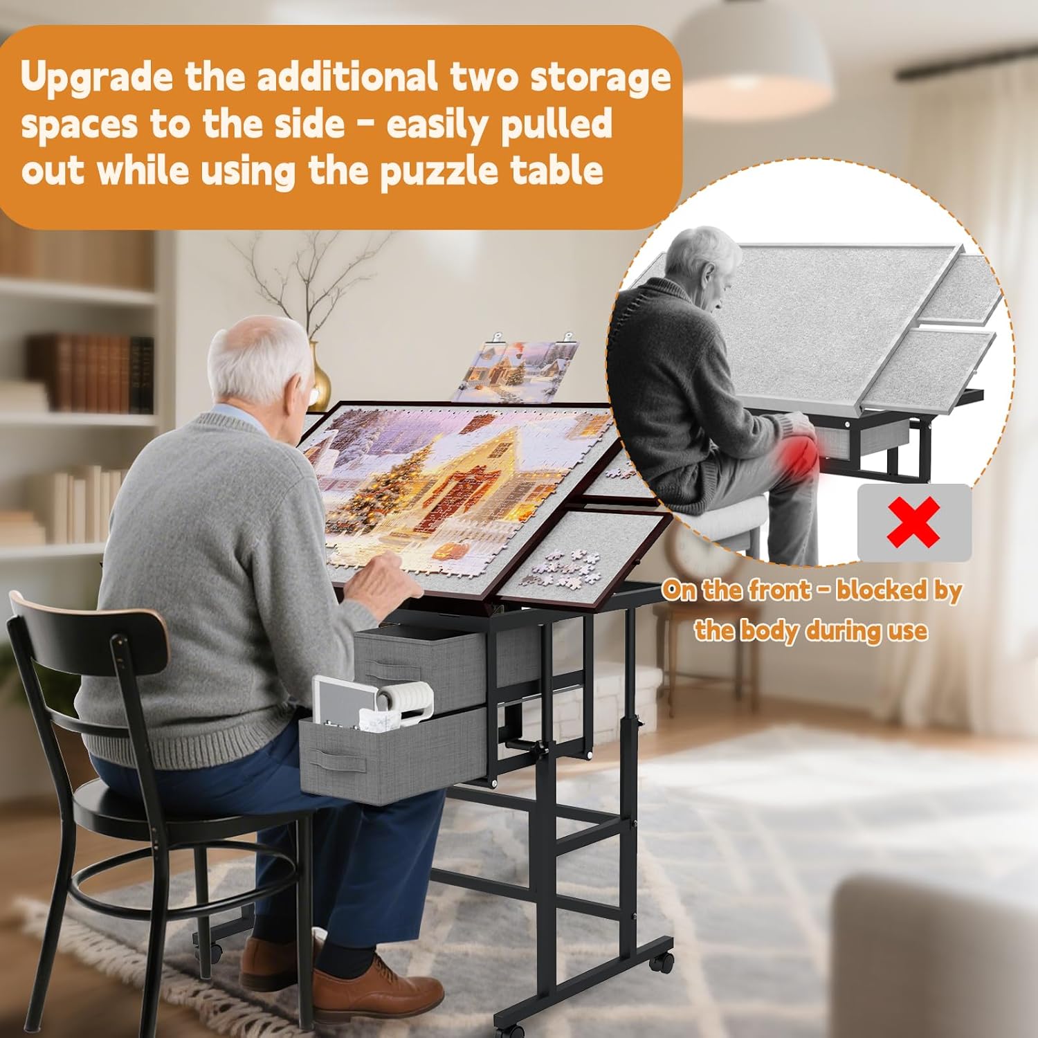 Detalle de Doerpuz Jigsaw Puzzle Table 25–33" Adjustable Height 📐