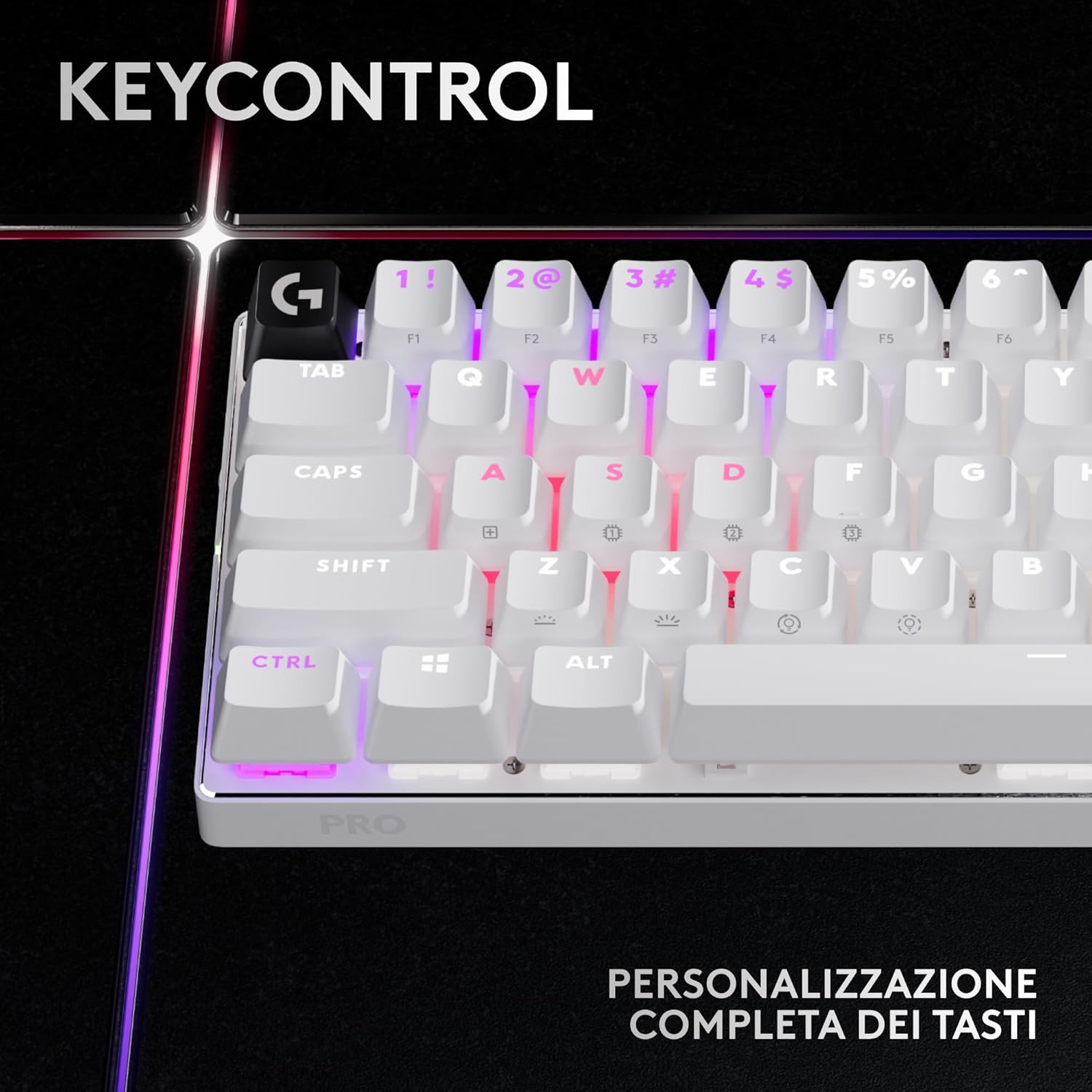 Detalle de Logitech G PRO X 60 LIGHTSPEED wireless 60% meccanica ottica LIGHTSYNC RGB – bianco