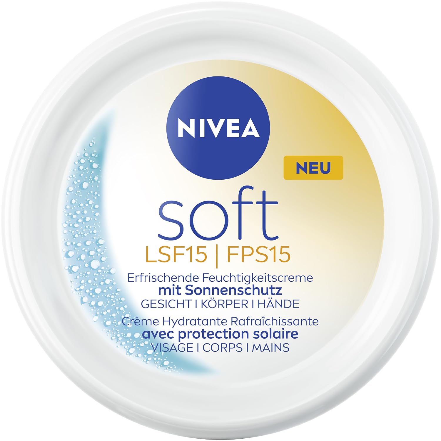 Detalle 2 de NIVEA Soft erfrischende Feuchtigkeitscreme mit Sonnenschutz LSF 15 (Packung mit 3) – 100 ml