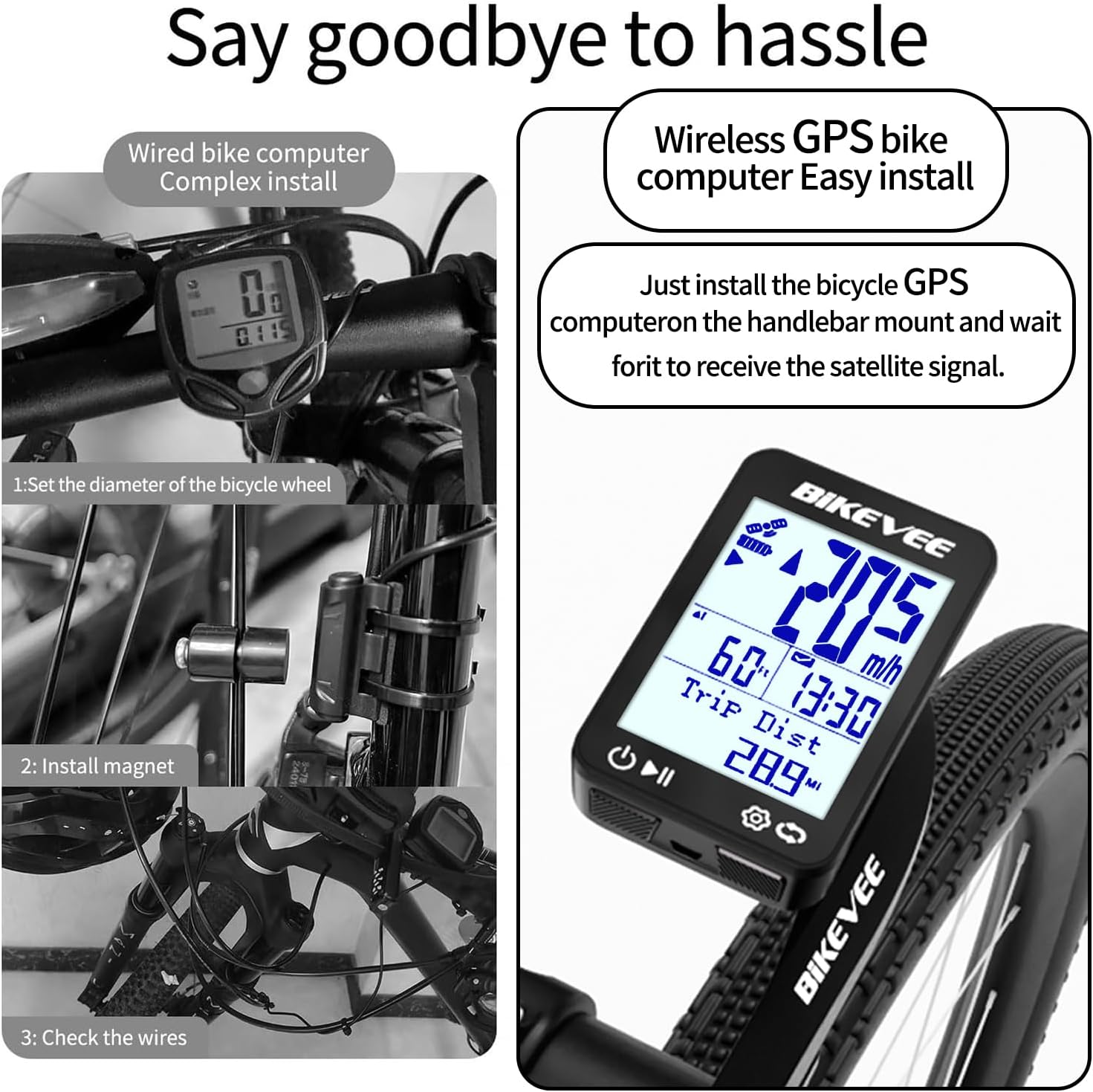Thumbnail 2 de Bikevee Wireless GPS Bike Computer with 2.4" Display, Altitude, Speed & Distance (IPX7)