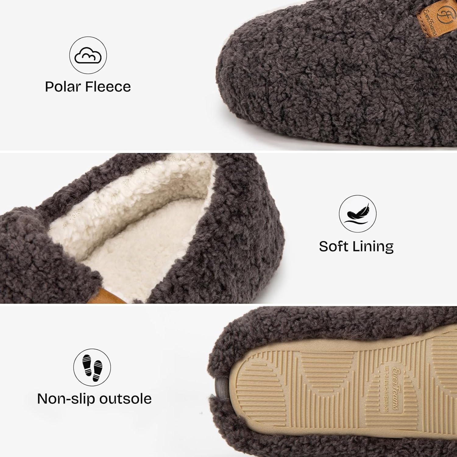 Detalle de EverFoams Women’s Soft Curly Full Slippers with Memory Foam and Polar Fleece Lining