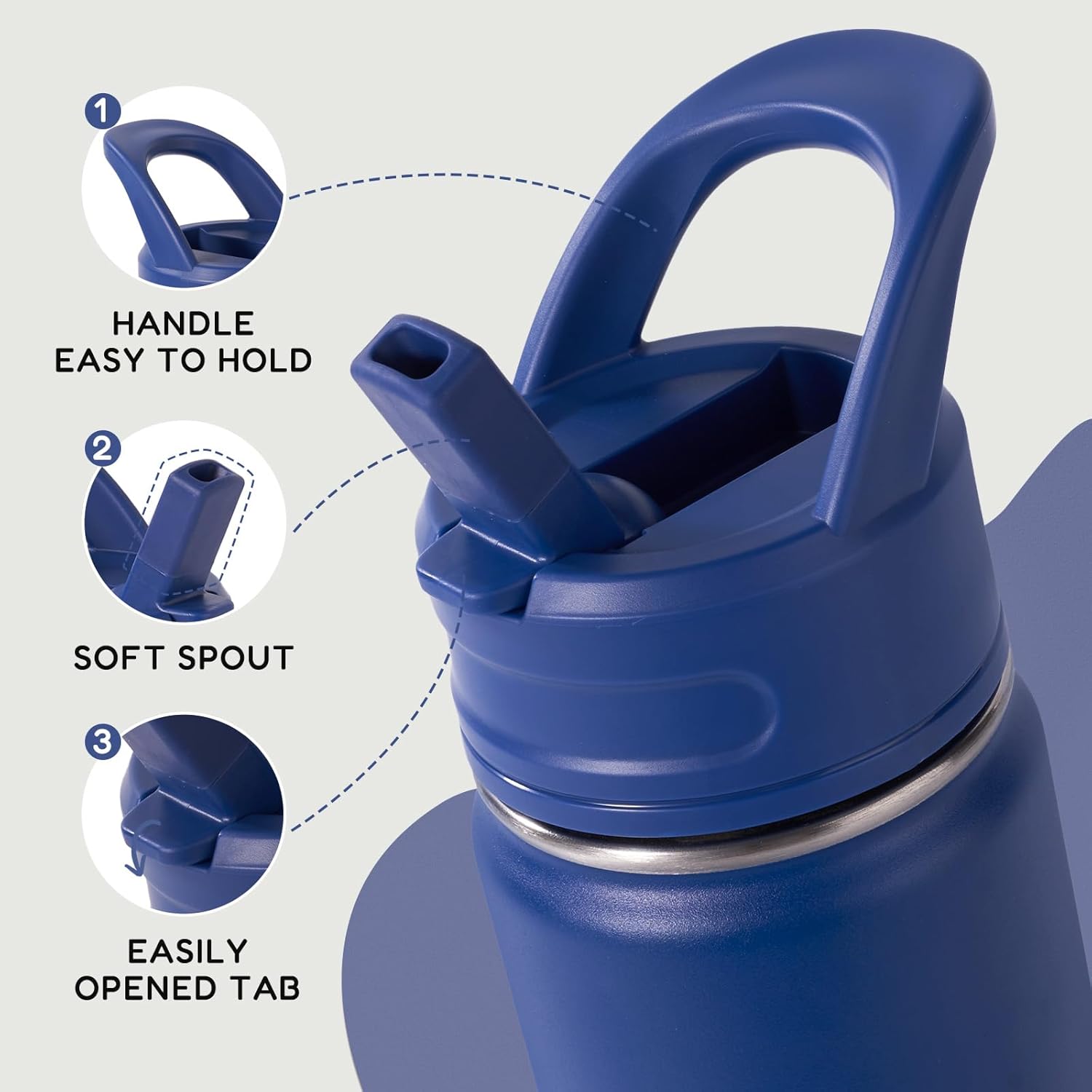 Thumbnail 3 de Fijinhom 12oz Kids Water Bottle (BPA-Free, Leak-Proof, Insulated) with Straw – Blue