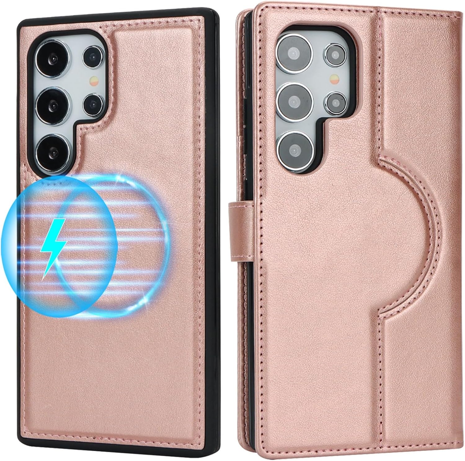 Thumbnail 2 de Zouzt Case for Samsung Galaxy S24 Ultra – 2-in-1 Detachable Wallet Case with MagSafe Compatibility, Rose Gold