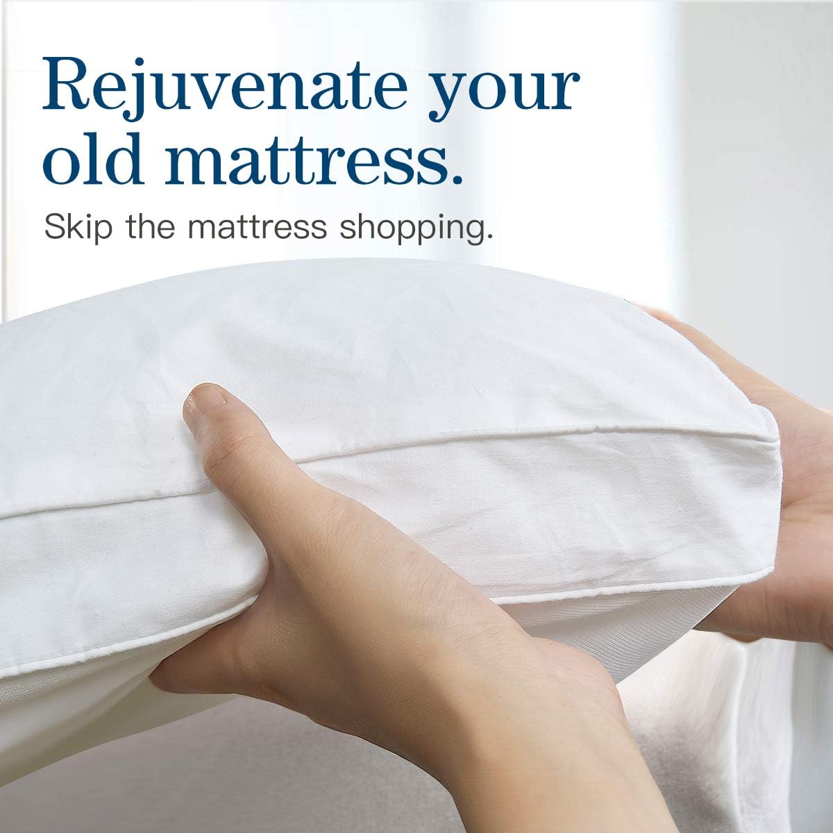 Detalle 1 de COONP Queen Mattress Topper, Cotton Pillow Top with Deep-Pocket Fit